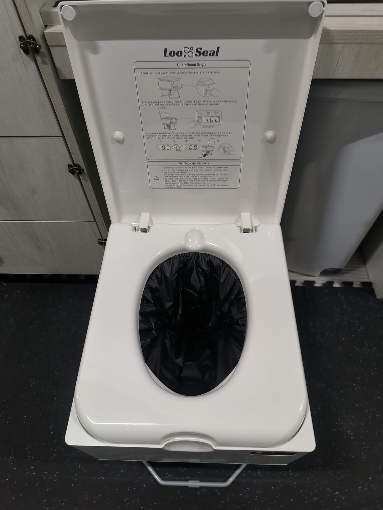 LE-310 Compact Dry Flush Toilet for Van Life and Off-Grid, Gray | Self-Contained rechargeable, Foldable design, no plumbing setup, easy storage, made for RVs, road trips, cabins and marine customer photo 1
