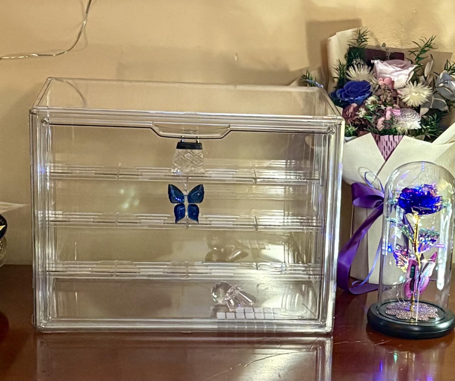 LXLXXL Acrylic Display Case for Collectibles 3 Layer Adjustable Figure Display Cases with Magnetic Door Clear Stackable Display Box for Figures Showcase 2Pack customer photo 1
