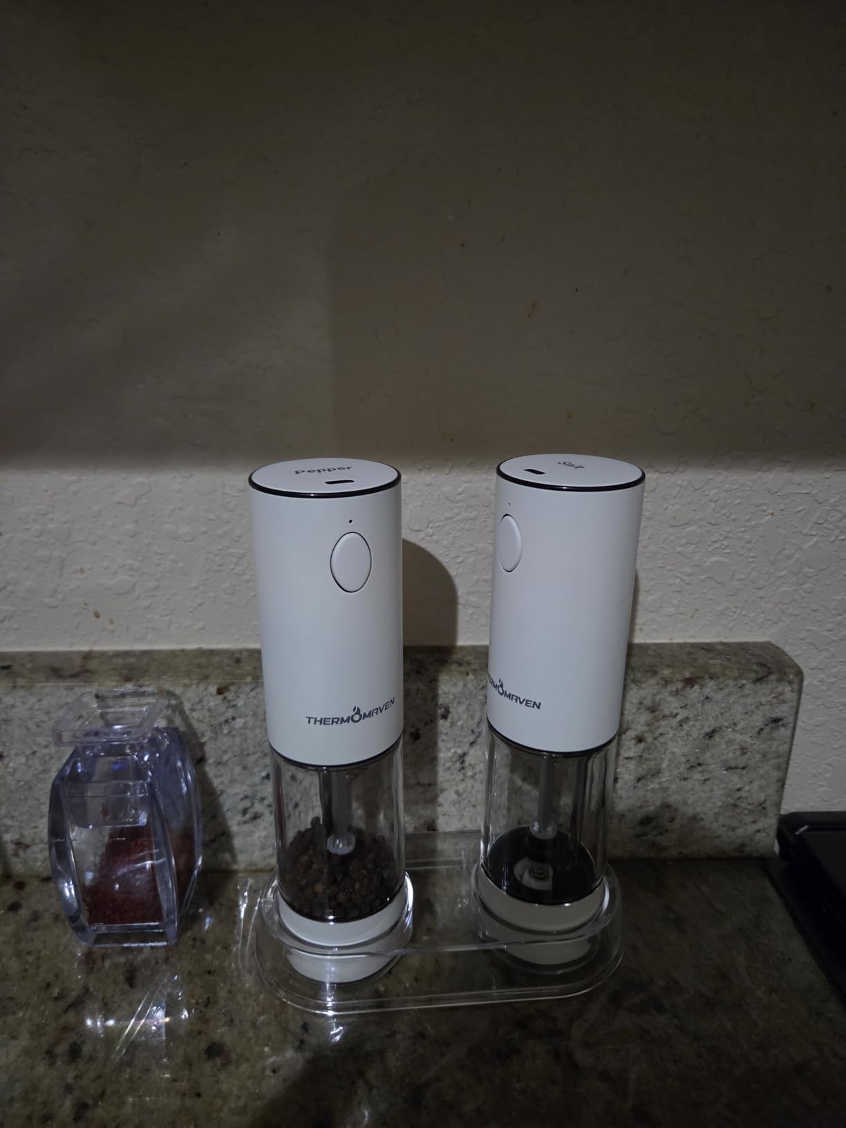 ThermoMaven Upgraded Larger Capacity Electric Salt and Pepper Grinder Set, 110ml Rechargeable Salt and Pepper Shaker with LED Light, Stainless Steel Automatic Pepper Mill with 6 Adjustable Coarseness customer photo 2