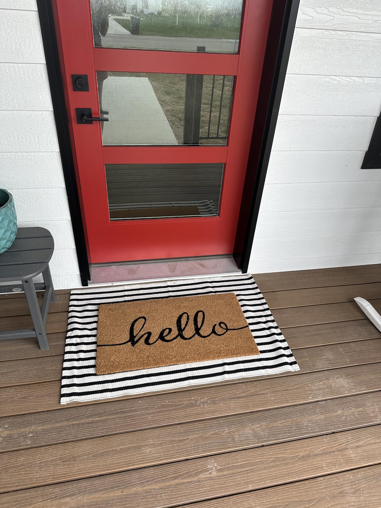 Front Door Mat Combo Set, Hello 100% Coco Coir Welcome Doormat + 28