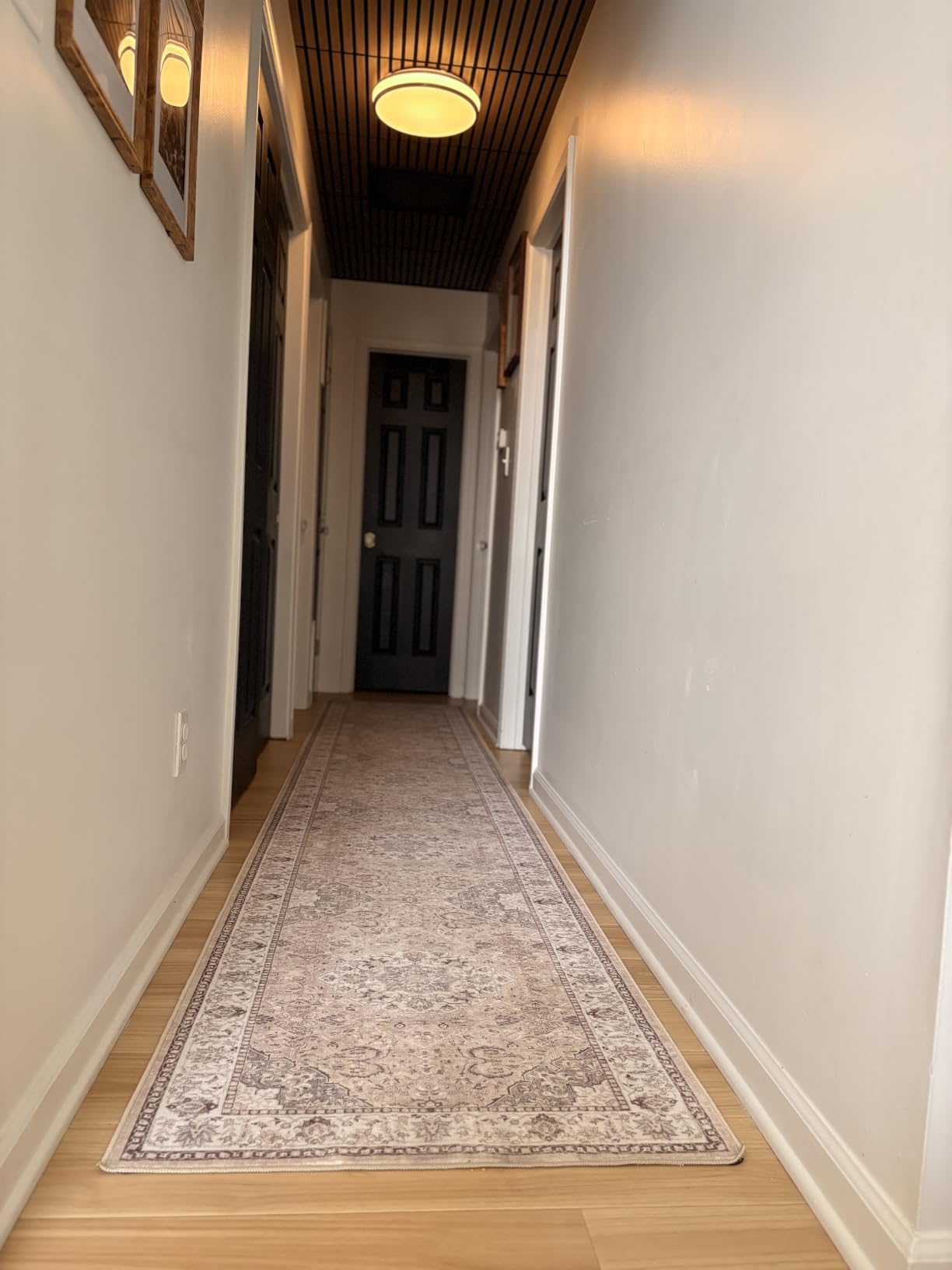 2x6 Hallway Washable Runner Rug: Vintage Soft Kitchen Laundry Runner with Non Slip Backing Farmhouse Entryway Living Room Floor Mat Stain Resistant Carpet for Bedroom Bathroom Distressed Beside Rug customer photo 2