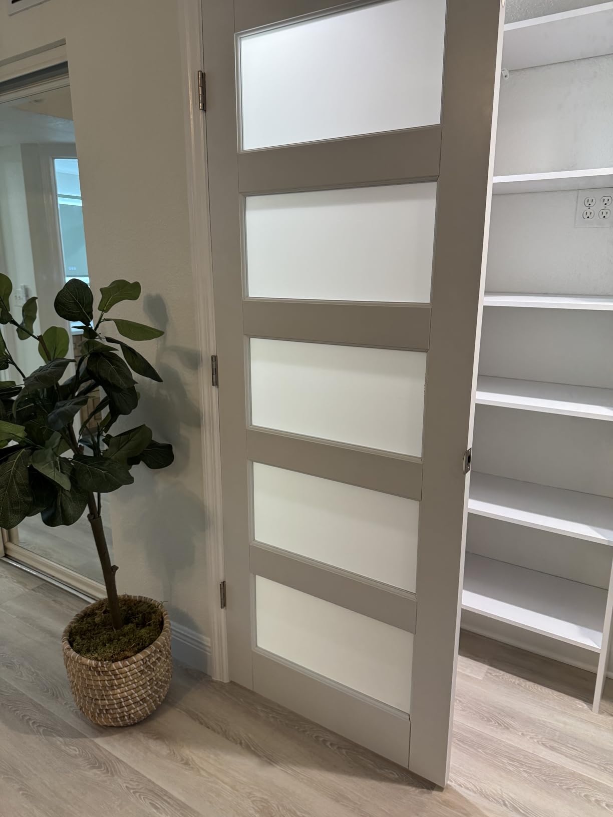 32x80 Interior Door with Jamb, 5-Lite Frosted Glass Doors, Pre Hung Door | Interior Prehung Door with Right Handed & Black Hinges, Solid Core MDF Door for Bathroom Closet Laundry, Easy to Assemble customer photo 1