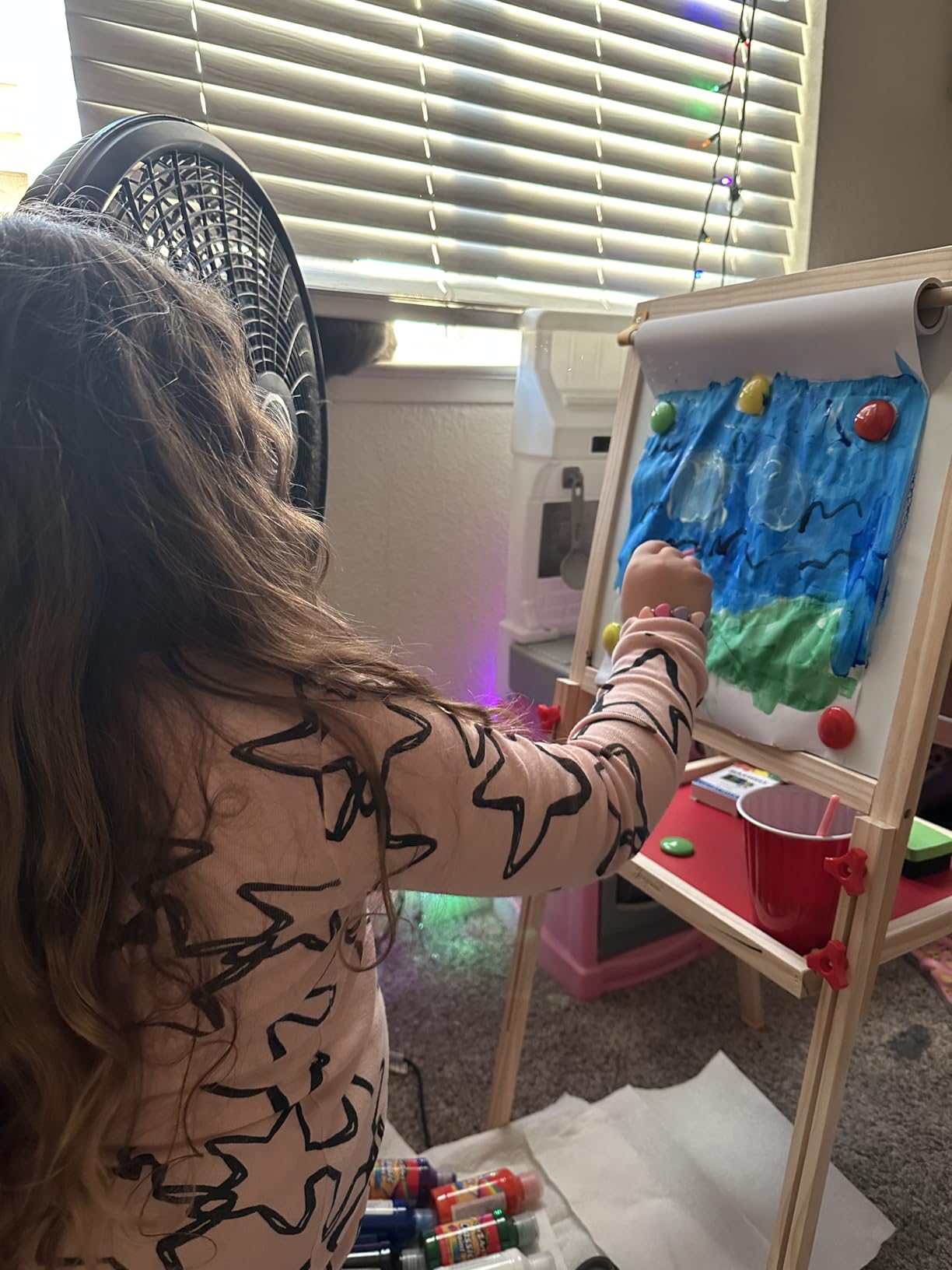 JOYOOSS Easel for Kids Art Easel Toddlers Easels with Paper Roll | Ages 4-8 Art Kids Easels Adjustable Wooden Magnetic Whiteboard Chalkboard for Kid Dry Erase Board customer photo 1
