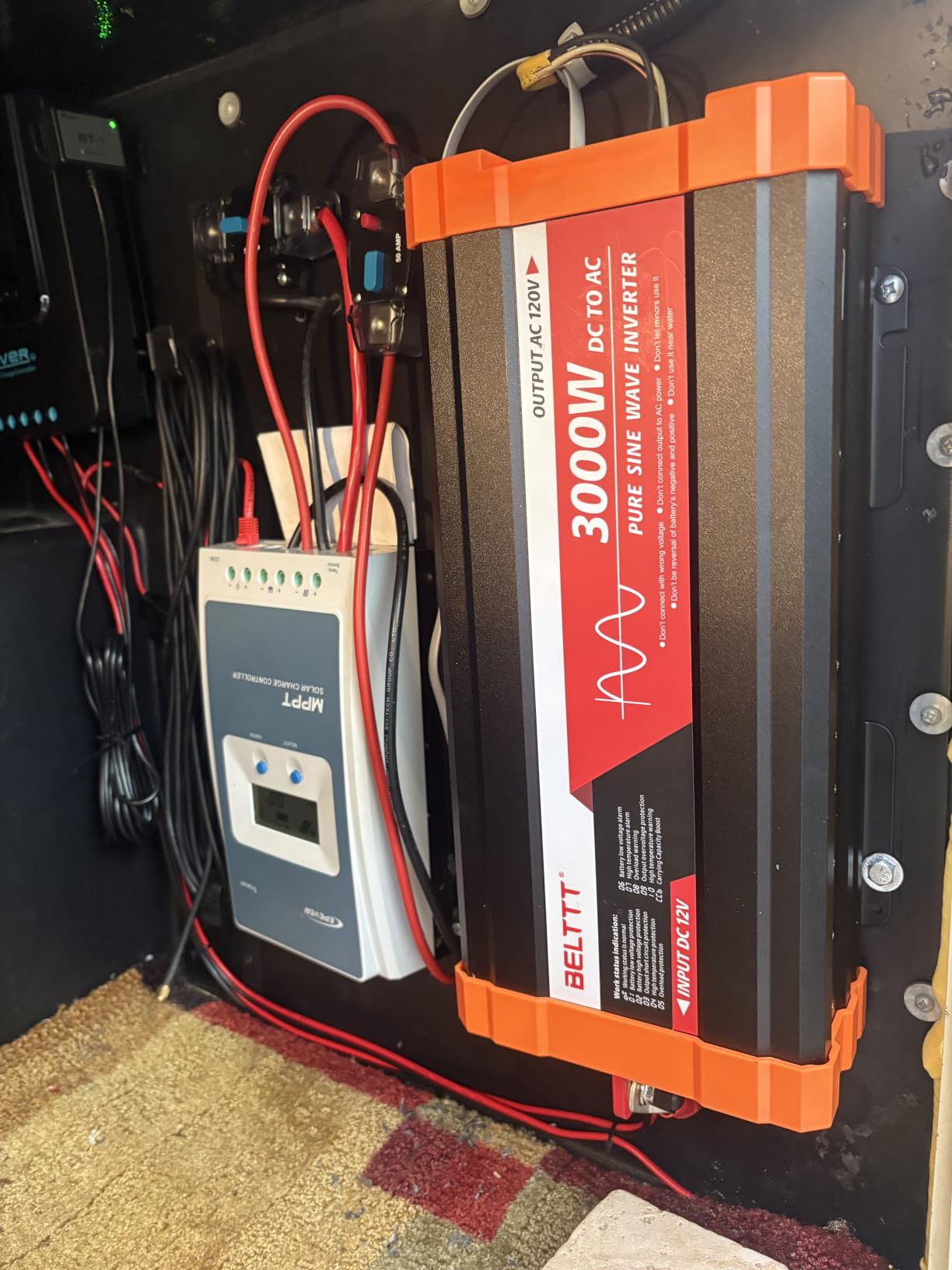 BELTTT 3000W Pure Sine Wave Inverter 12V DC to 120V AC for Solar, Off-Grid, RV, Truck, Home, Power Inverter with Dual AC, 20A Socket, 5V 2.1A USB, Hardwire Port, Remote Controller 23Ft Cable customer photo 2