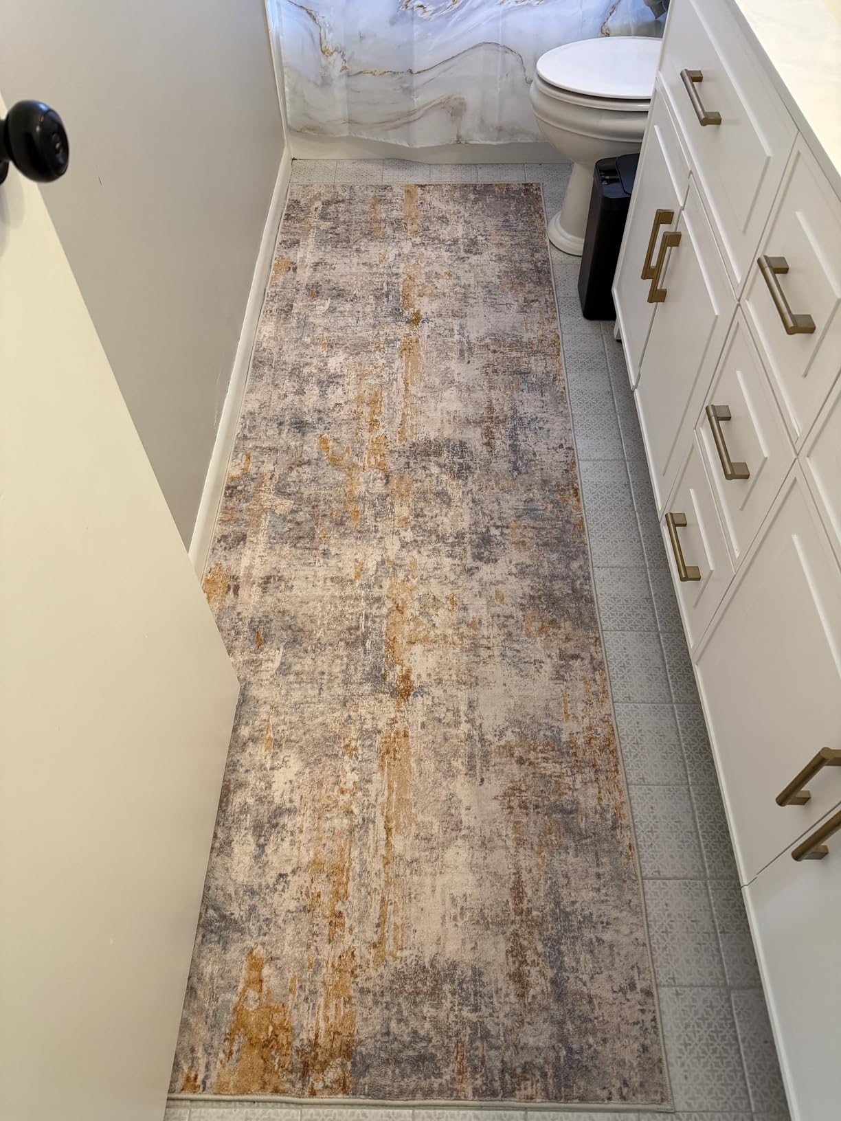 Ompaa 2x6 Rug Runners for Hallways Kitchen Runner Rug Non Slip Washable Grey Long Runner Rugs with Rubber Backing Soft Abstract Carpet Runner for Hallways, Kitchen, Bedroom, Bathroom, Entryway customer photo 2