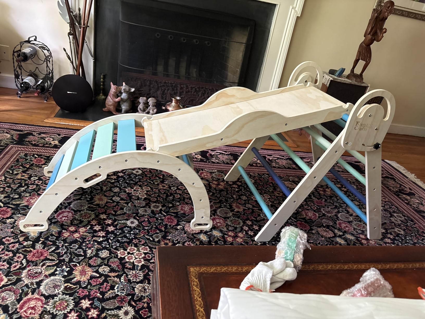 ElegantCrafts Pikler Triangle Set with Cushion, Montessori Climbing Set, Indoor Climb Toys, Indoor Playground Jungle Gyms, 9 Combinations Climbing Toy Set for Toddler, Baby, Kids 1-4 customer photo 1