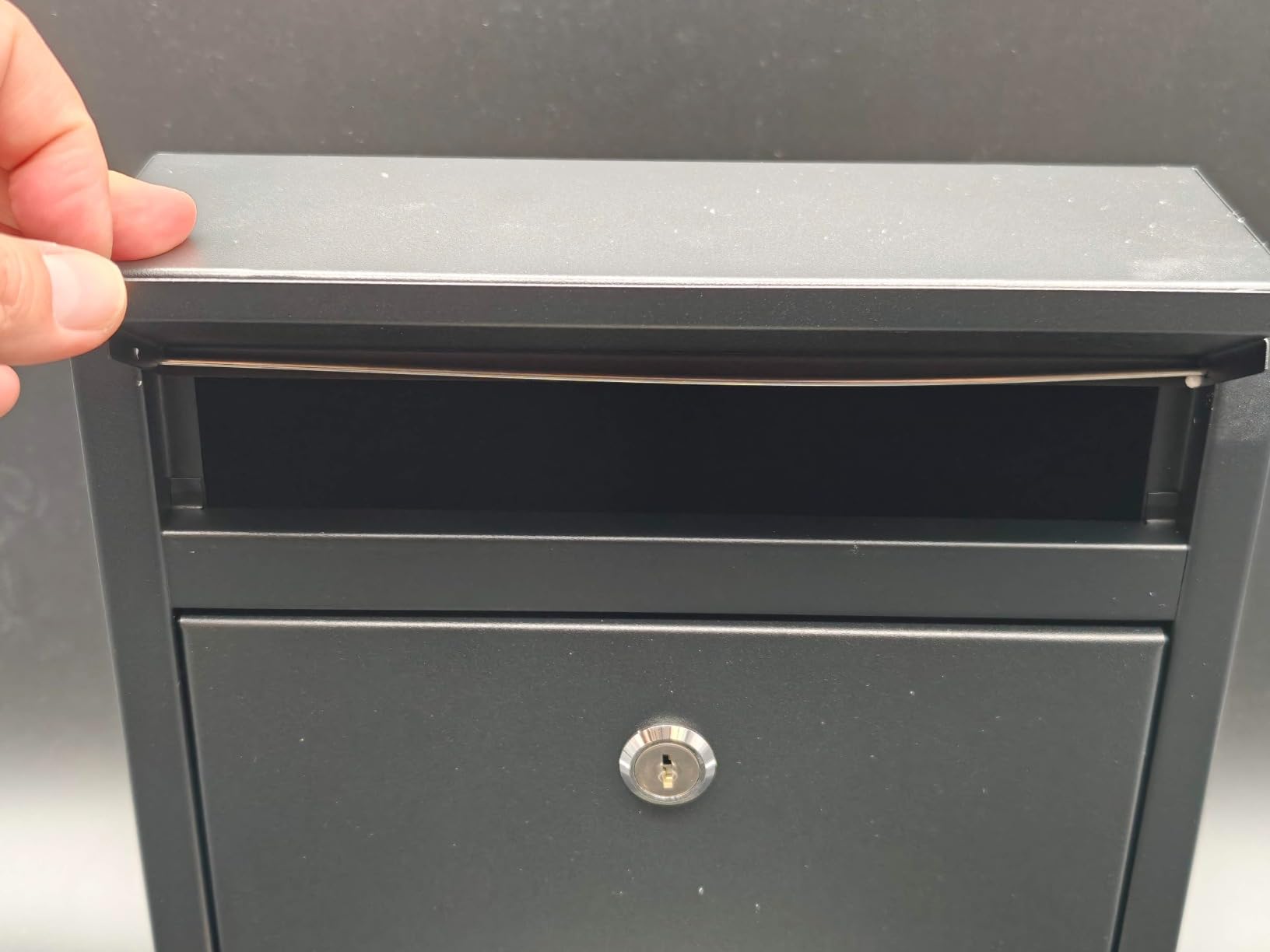 Uniclife Wall Mount Mailbox for Outside, Locking Mail Box, Large Mailbox with Key Lock, Security Mail Box for House, Safe Key Drop Box, Post Box, Steel Cash Drop Box for Home Office School, Black customer photo 1
