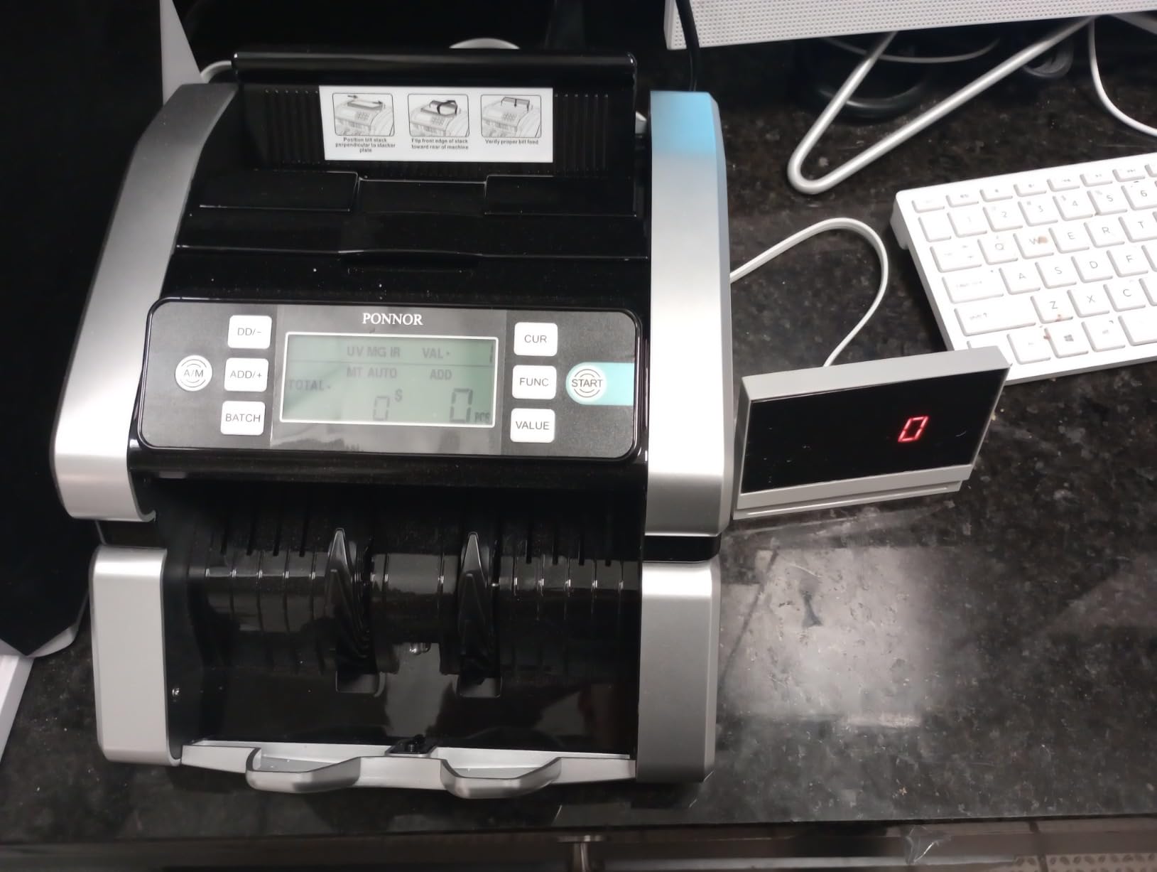 PONNOR N70 Mixed Denomination Money Counter Machine, Value Counting, Cash Counter with Three Displays, UV/MG/IR/MT Counterfeit Detection for Money Counting, Printer Enabled Bill Counter for Business customer photo 2