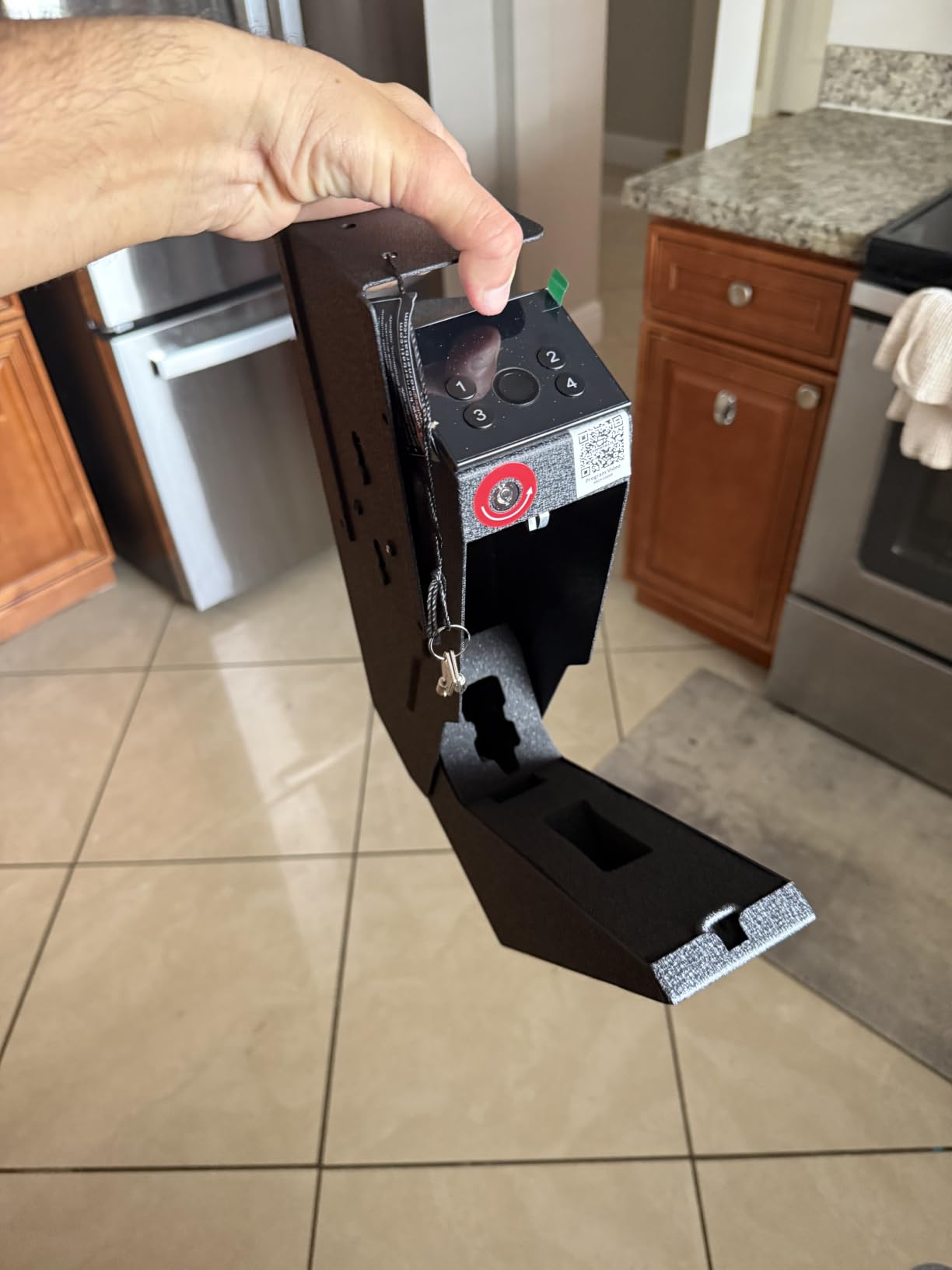 KornerBatl Quick Access Biometric Bedside Gun Safe for handgun, 2 in 1 Mounted Drop Down Nightstand Pistol Safe with Fingerprint & Passcode & Key 3 Ways, Birthday Gifts for Men customer photo 2