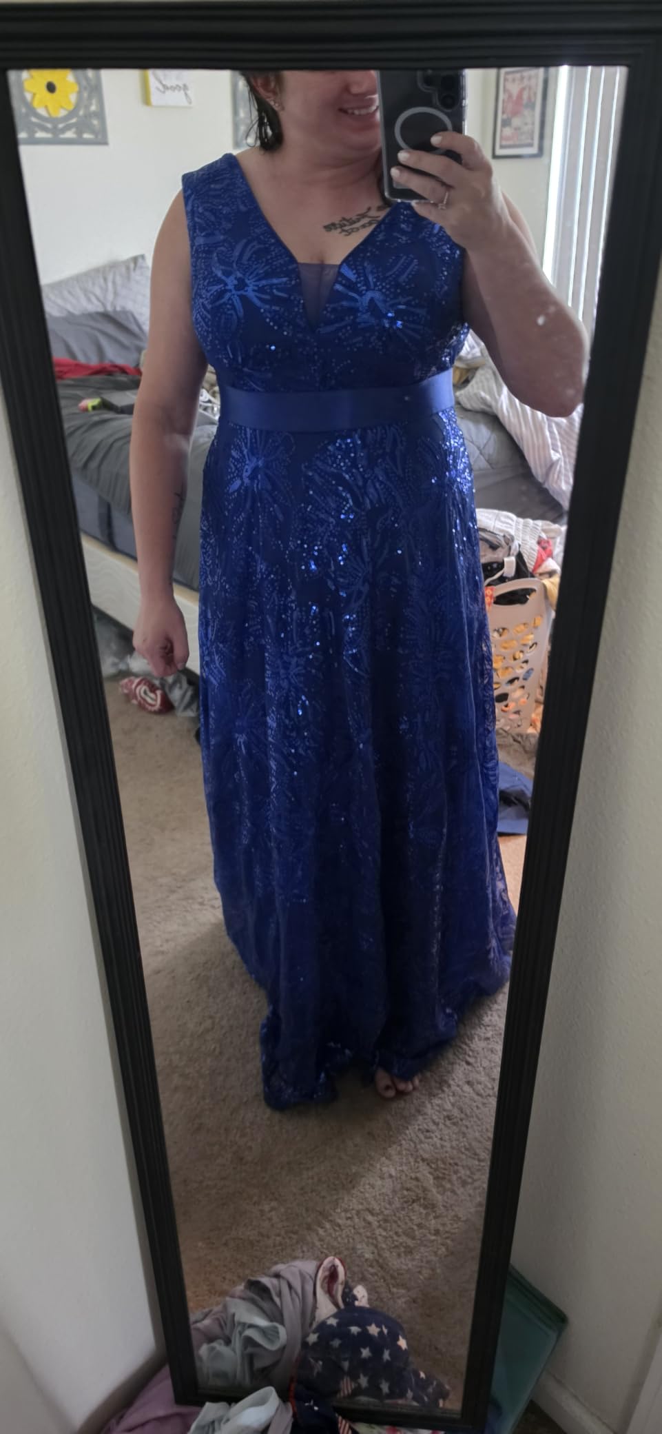 Sleeveless Glitter Sequined Womens Long Formal Gown Aline Prom Dress for Anchorwoman Floor Length Evening Dress customer photo 1