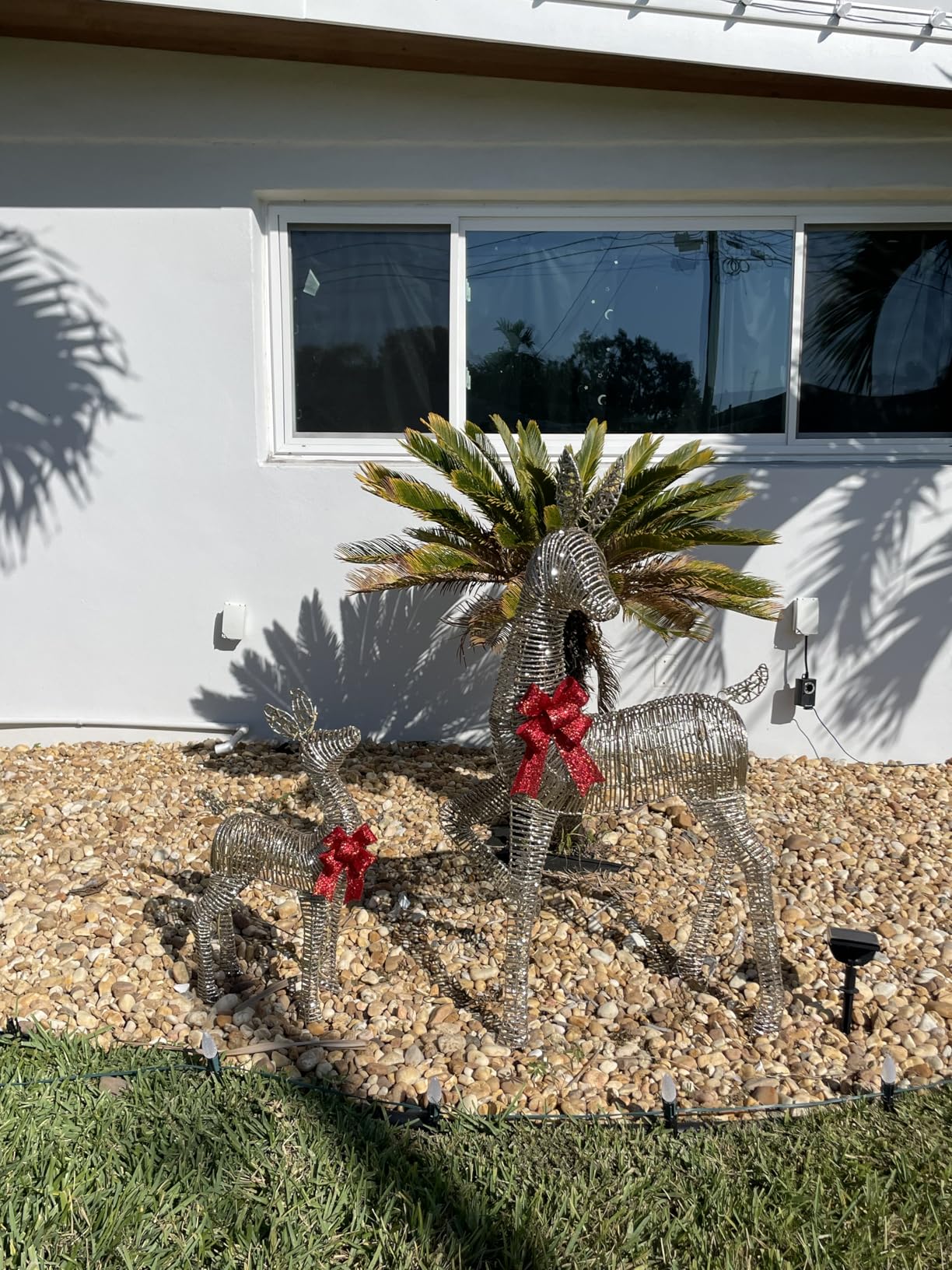3-Piece 2D Lighted Christmas Deer Family Set - HOYECHI Large Outdoor Yard Reindeer Holiday Decoration with 145 LED Lights, Stakes, Zip Ties - Gold customer photo 1