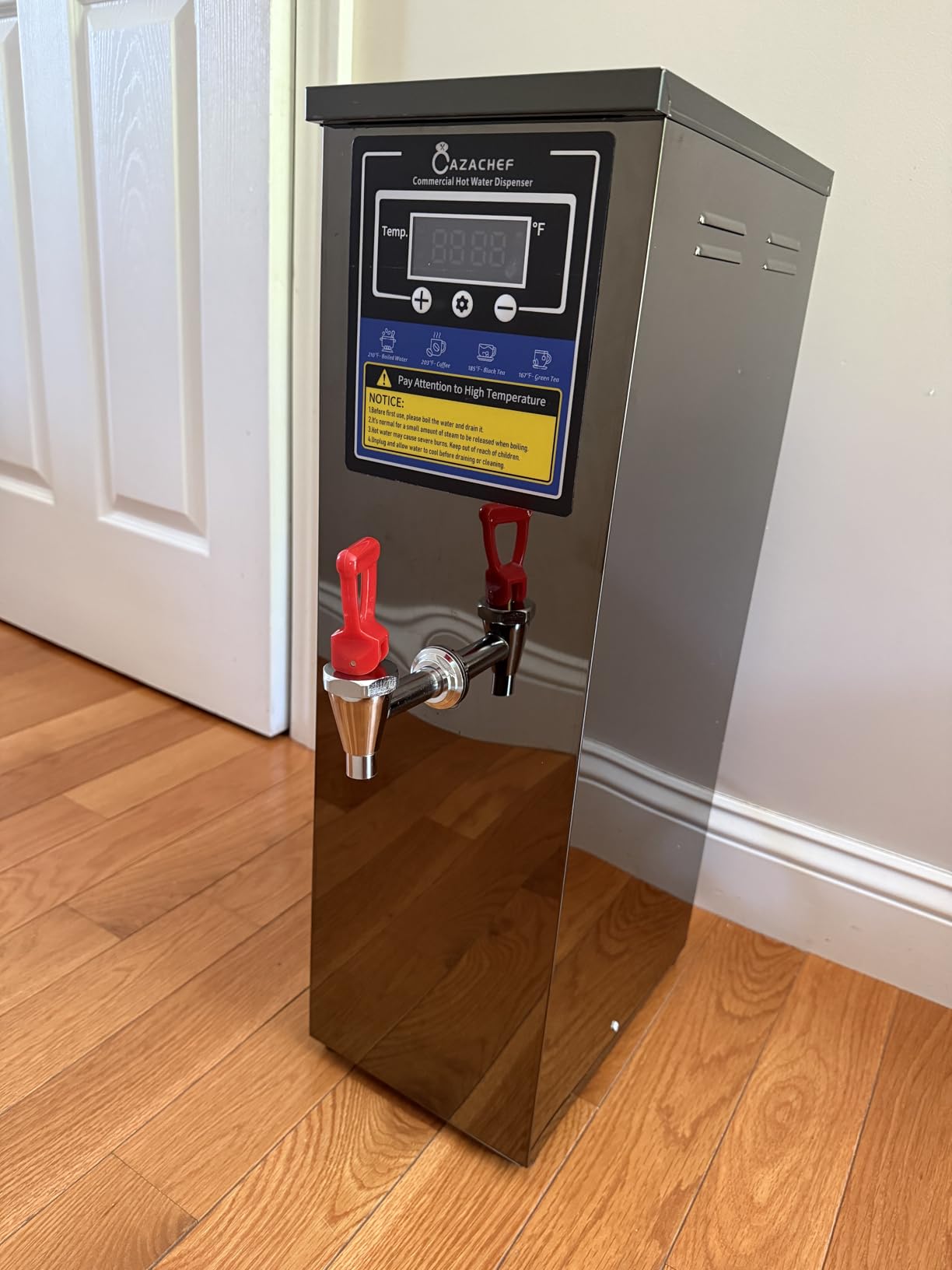 Hot Water Dispenser Commercial Water Boiler Countertop Hot Water Machine Stainless Steel Step-heating Temperature Control 86-212°F for Boba Tea Coffee Office Restaurant 1600W, 30L(8GAL)/Hour, Black customer photo 1