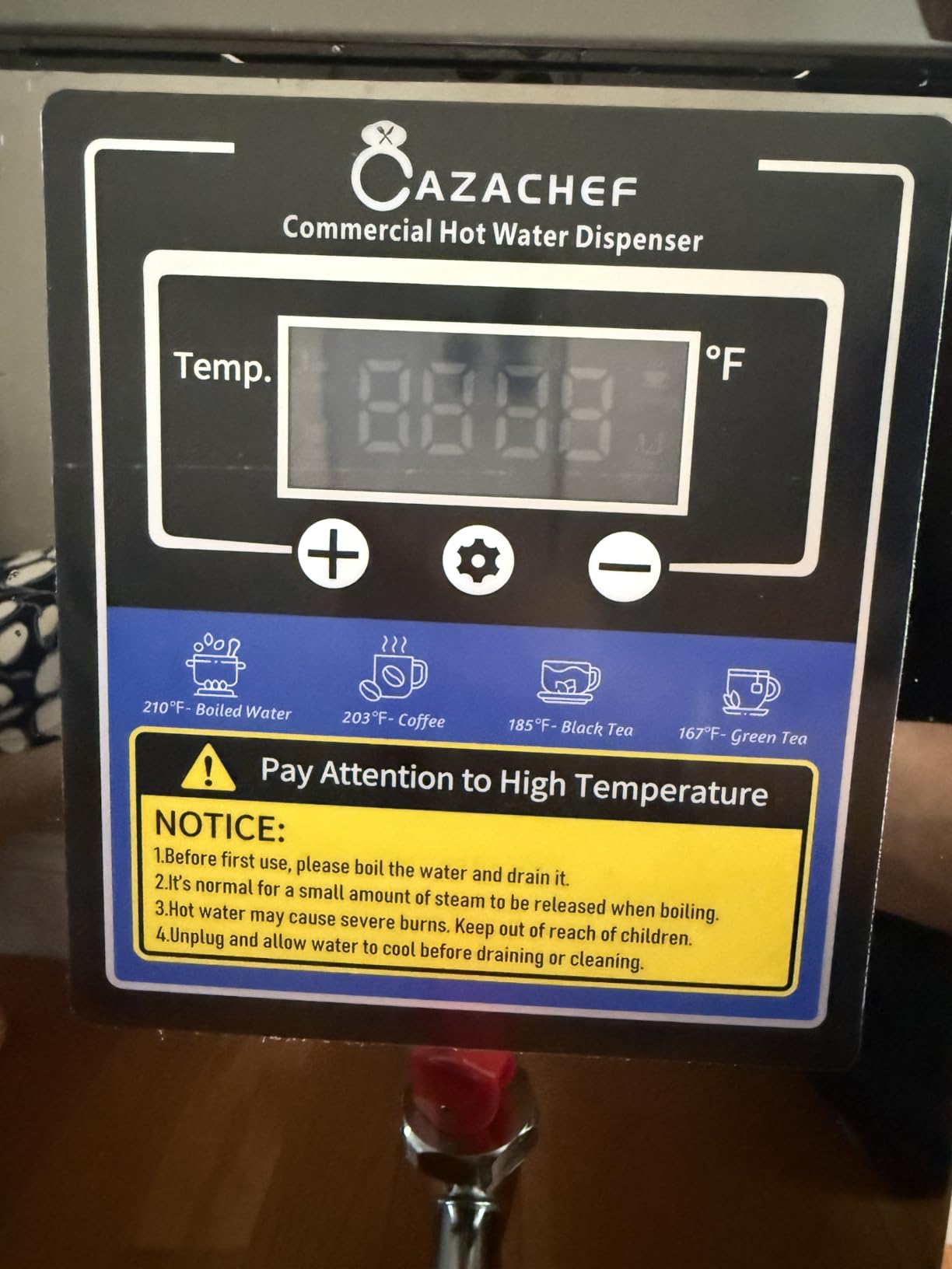 Hot Water Dispenser Commercial Water Boiler Countertop Hot Water Machine Stainless Steel Step-heating Temperature Control 86-212°F for Boba Tea Coffee Office Restaurant 1600W, 30L(8GAL)/Hour, Black customer photo 2