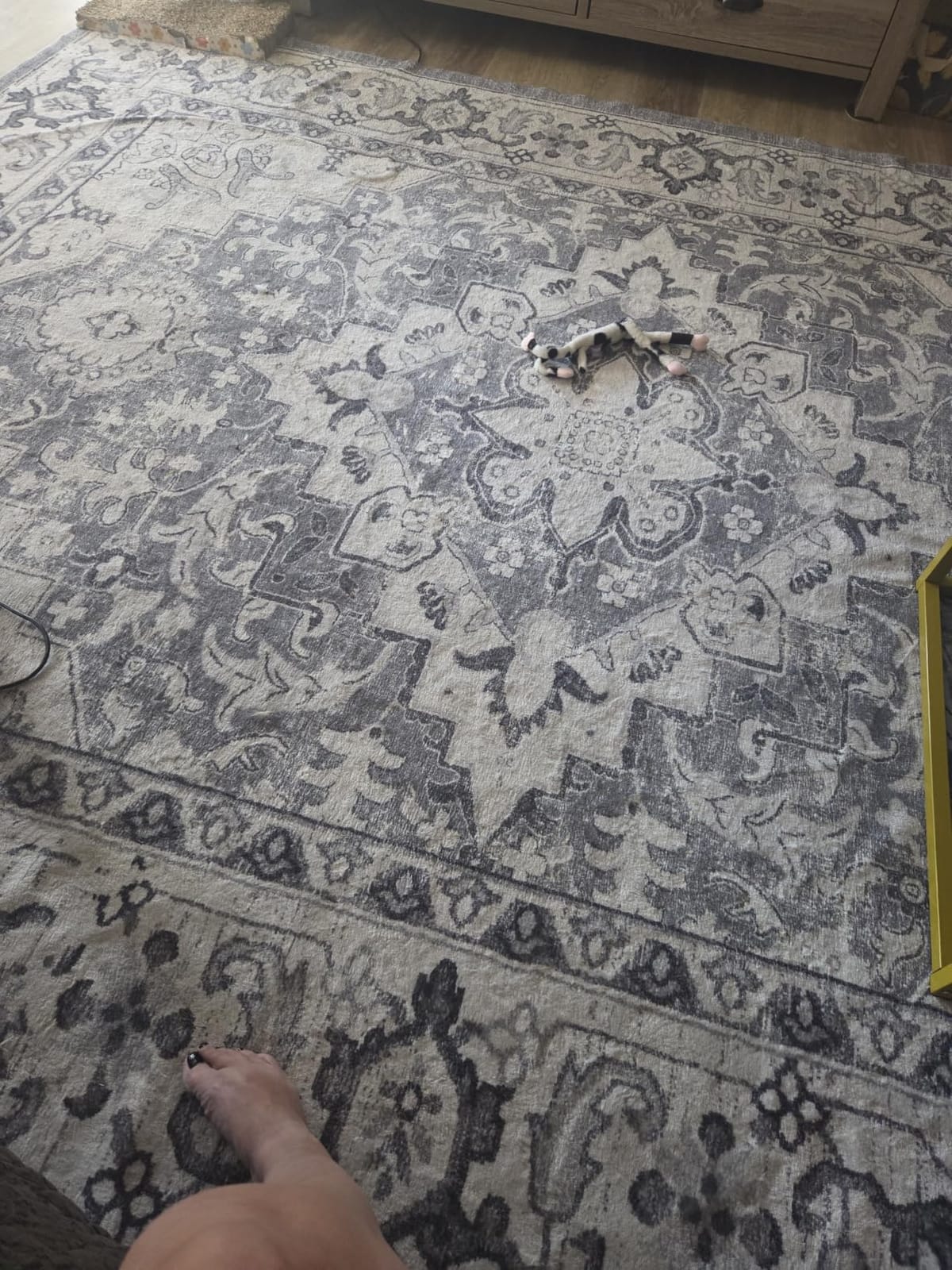 Lessymo 8 x 10 Area Rugs for Living room- Machine Washable Area Rugs Boho Faux Wool Low Pile Area Rug for Bedroom, Floral Medallion Vintage Rugs with Non-Slip Rubber, Kid & Pet Friendly, Grey White customer photo 1
