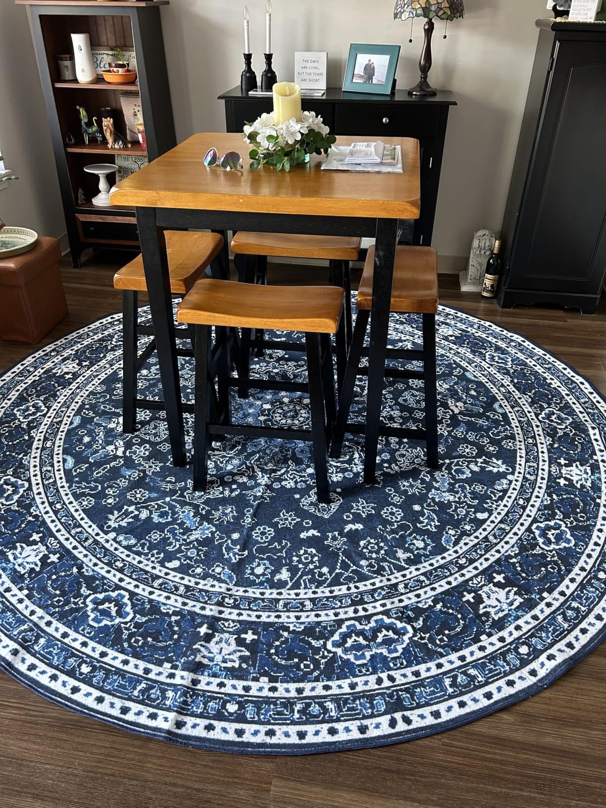 Lessymo 8 x 10 Area Rugs for Living room- Machine Washable Area Rugs Boho Faux Wool Low Pile Area Rug for Bedroom, Floral Medallion Vintage Rugs with Non-Slip Rubber, Kid & Pet Friendly, Grey White customer photo 2