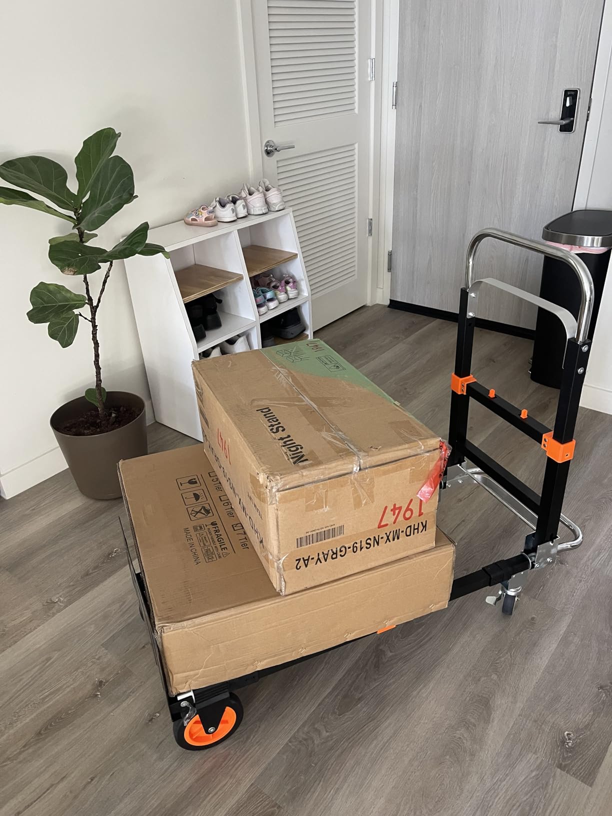 3-in-1 Folding Hand Truck, 500 lb Heavy Duty Steel Dolly | Convertible Hand Truck Dolly with Telescoping Handle, Rubber Wheels, Foldable for Boxes, Luggage, Appliances & Warehouse customer photo 2