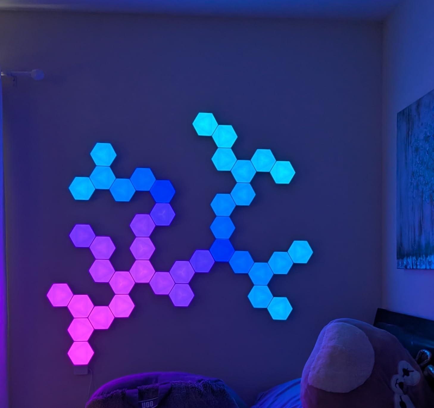 10 Pack Hexagon Led Lights, 110cm Smart Hexagon Light Panels, Hexagon Wall Lights, RGB Color Changing with App & Remote, Music Sync for Gameroom Lighting, Party Decor customer photo 2