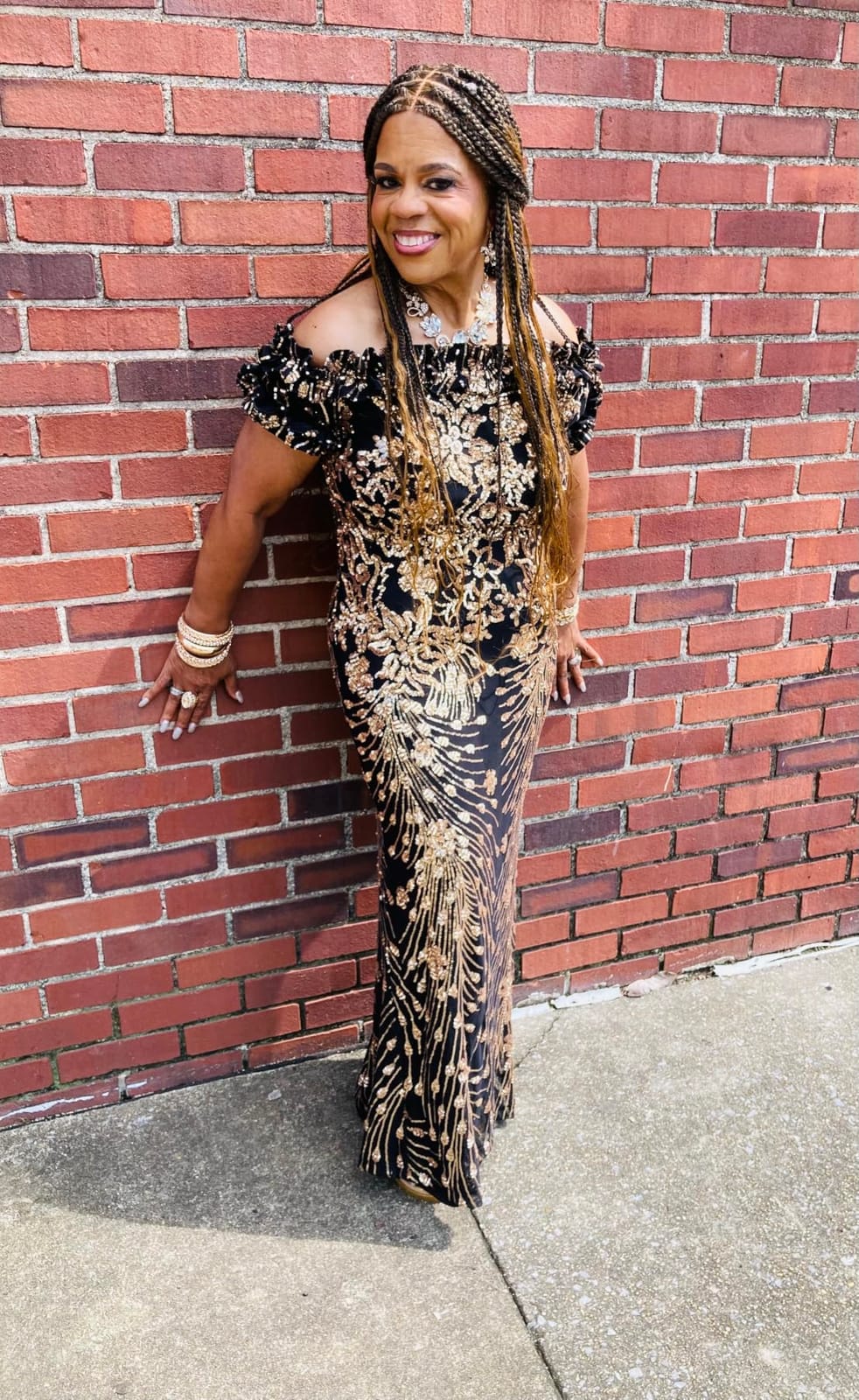 dasmzper Women Sexy Sequin Off Shoulder Ruffle Short Sleeve Bodycon Mermaid Party Formal Evening Maxi Dress customer photo 1