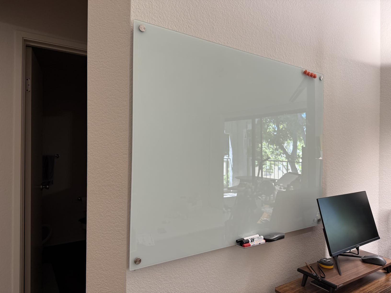 Glass Dry-Erase Board - 48 x 36 Inches Wall Mounted Glass Whiteboard, Large Frameless Magnetic White Board for Office, Home & School, White customer photo 2
