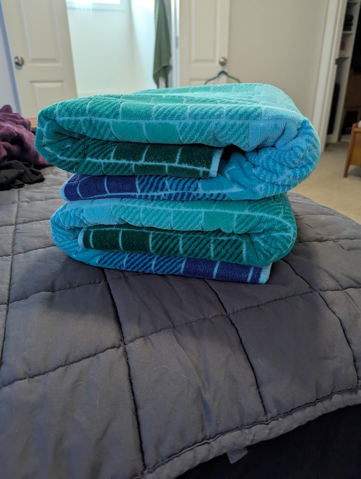 COTTON CRAFT Oversized Beach Towels - 2 Pack XXL 35x84 - Cabana Stripe Navy | The Big Kahuna 7 Foot Extra Large Beach Blanket Towel - Big & Tall - 100% Cotton Velour Soft Luxury Huge Pool Bath Towel customer photo 2