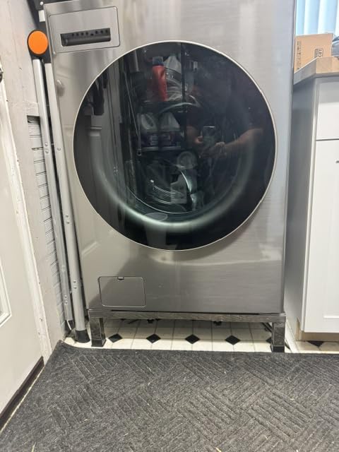 1200LB Heavy-Duty Stainless Steel Laundry Pedestal | Universal Riser for Front Load Washer & Dryer | Anti-Vibration Design, Tool-Free Install(White) customer photo 1