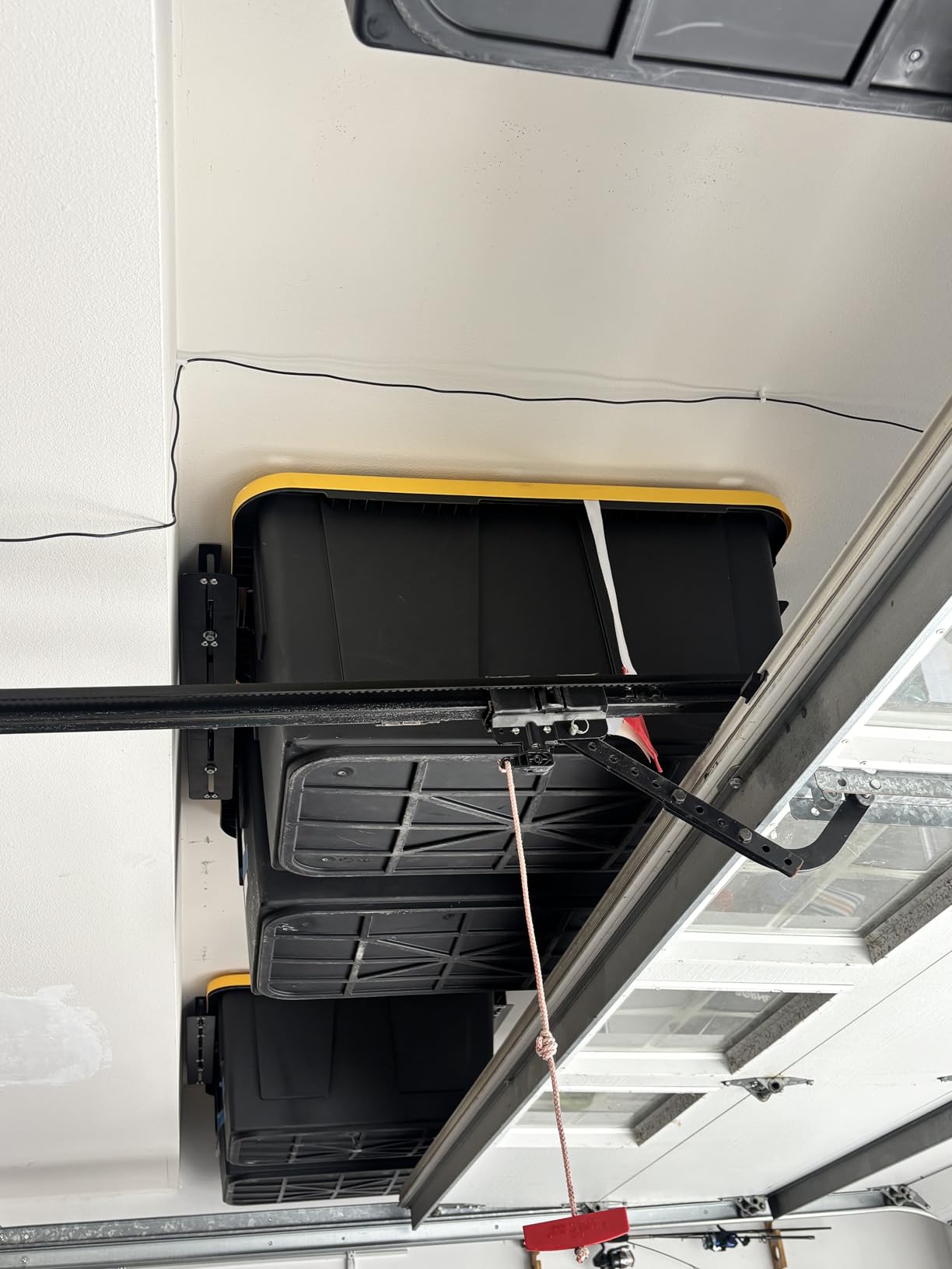 Overhead Garage Storage Rack, Heavy Duty Ceiling Storage Rack | 26 Inch Adjustable Ceiling Bin Storage System, 6 Sets for 5 Bins customer photo 1