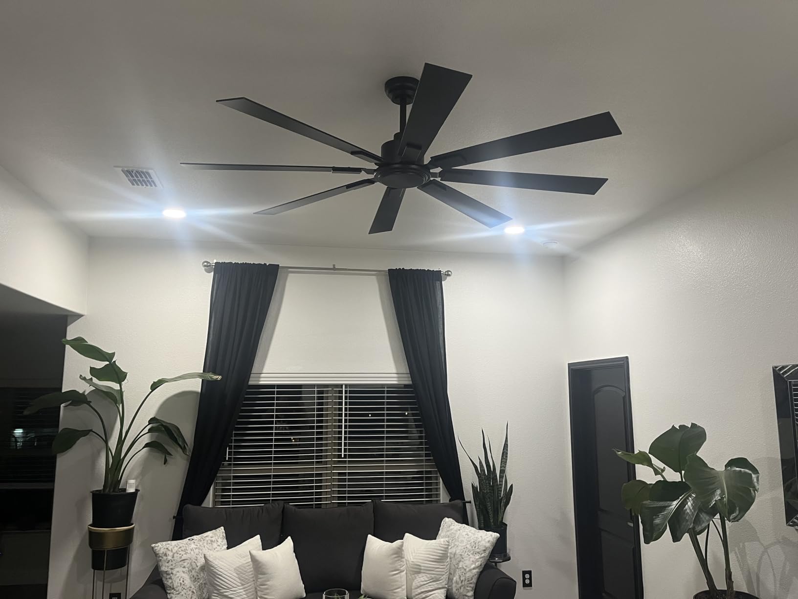 ZMISHIBO 65 Inch Ceiling Fan no Light with Remote, 6-Speed | High 6116 CFM, Quiet Reversible DC Motor, Ceiling Fan without Light, Black, Indoor/Outdoor, for Patios, Living Room, Garage customer photo 1