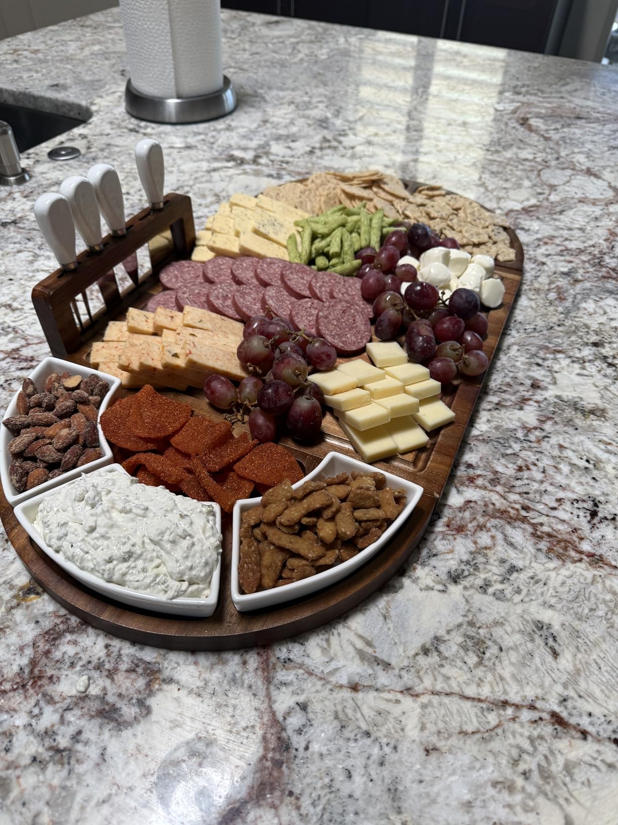 Elite Snacker Large Charcuterie Board Set, Acacia Wood, Premium Finish, Magnetic 3-Piece customer photo 1