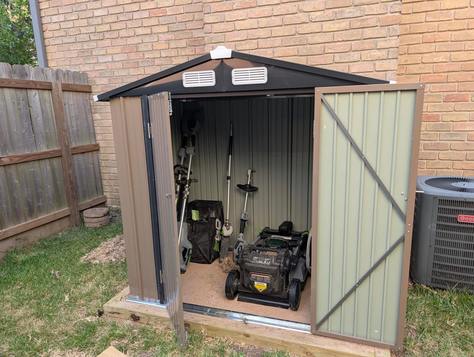 Aoxun 6.2x4 FT Shed Outdoor Storage Shed, Brown | Metal Shed with Lockable Doors & Slooping Roof Garden Tool Shed for Backyard, Patio, Poolside customer photo 1