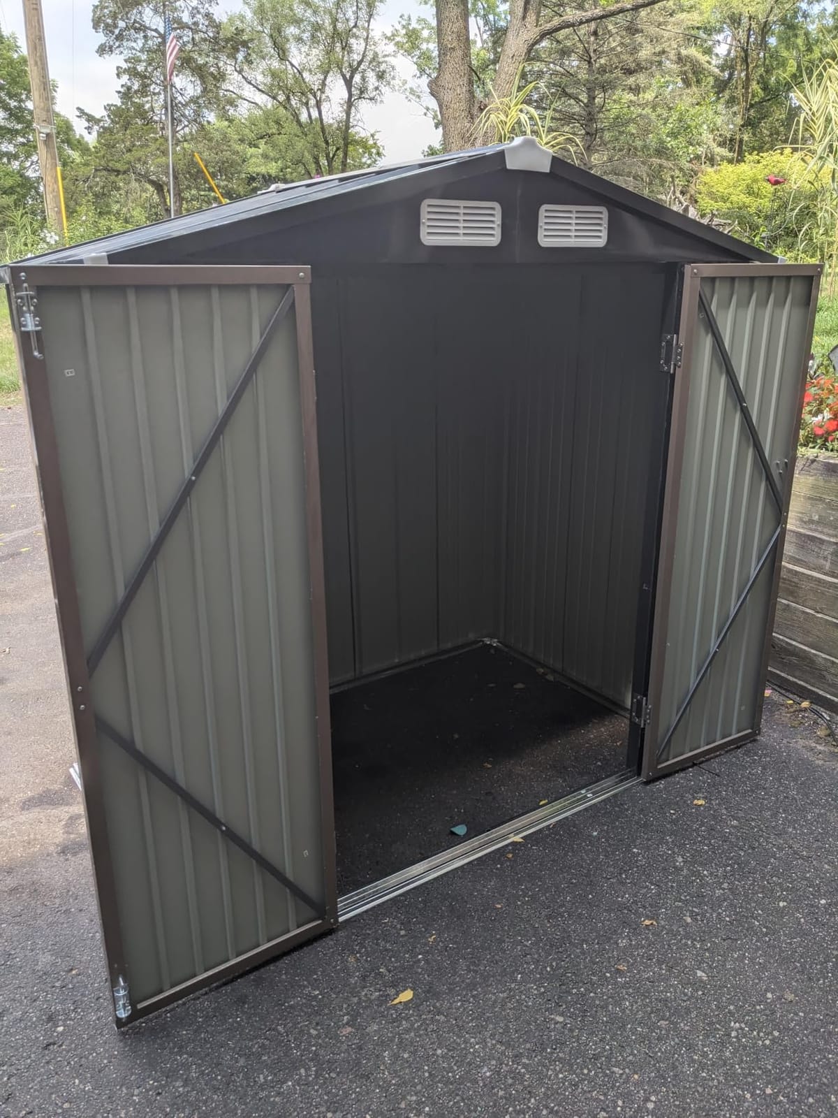 Aoxun 6.2x4 FT Shed Outdoor Storage Shed, Brown | Metal Shed with Lockable Doors & Slooping Roof Garden Tool Shed for Backyard, Patio, Poolside customer photo 2