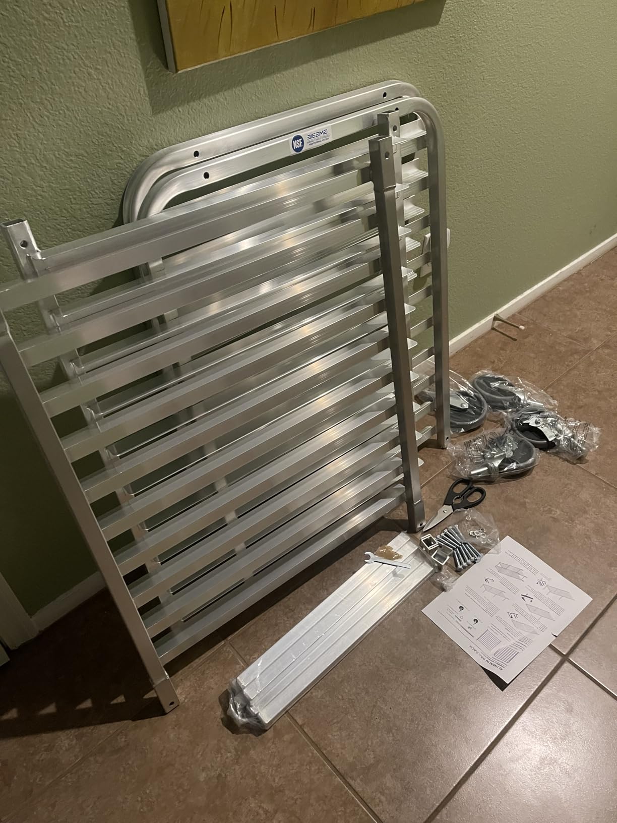 BIEAMA 10-Tier Sheet Pan Rack, NSF Aluminum Bun Pan Rack | Bakery Speed Rack for Home Commercial Kitchen Bakery Cooling, 4 Wheels customer photo 2