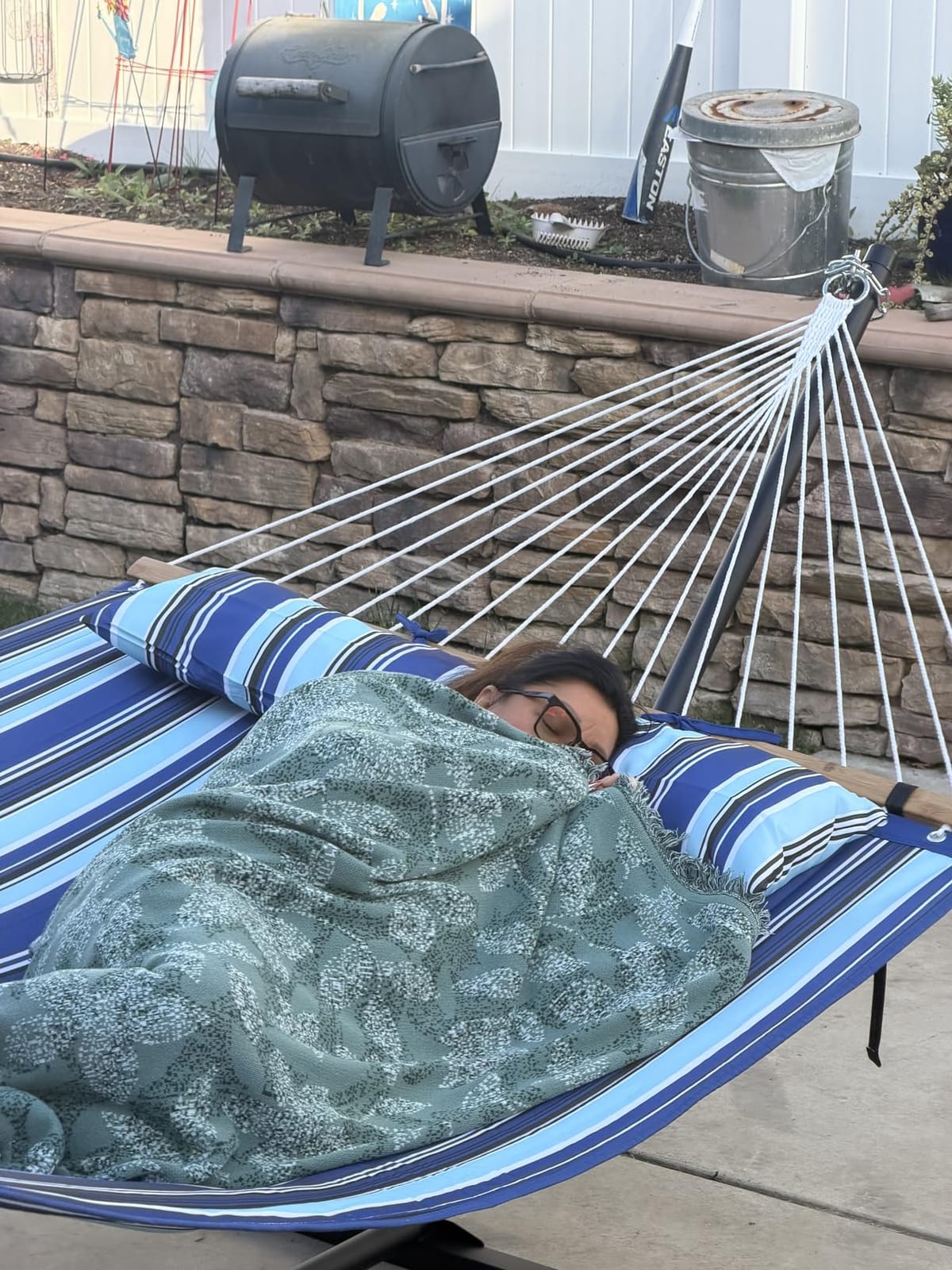 ANAGOO Double Hammock with Stand 500lbs Heavy Duty Outdoor Two Person White customer photo 1