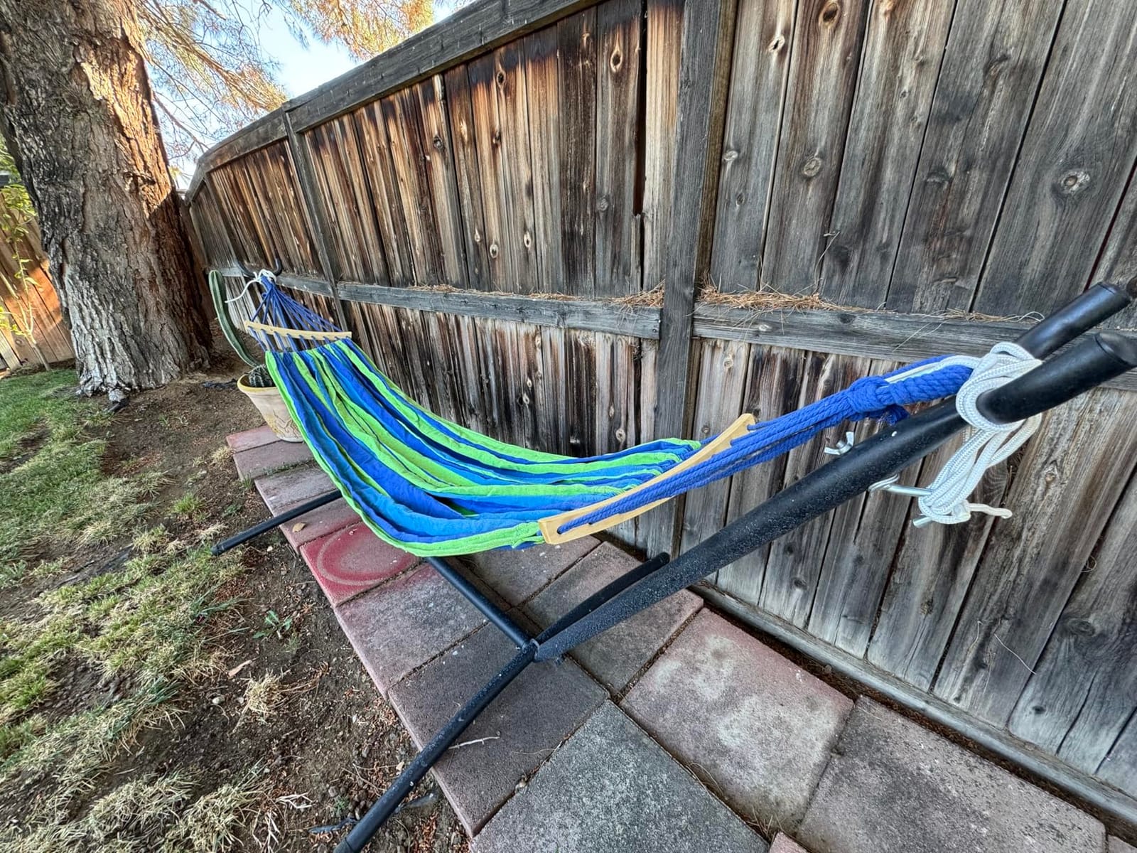 ANAGOO 2 Person Hammock with Stand, 500 lb Indoor Outdoor, Wide Blue | Adjustable Height | Heavy Duty Steel Stand | Anti-Tip Spreader Bars | Tool-Free 10-Min Setup customer photo 2