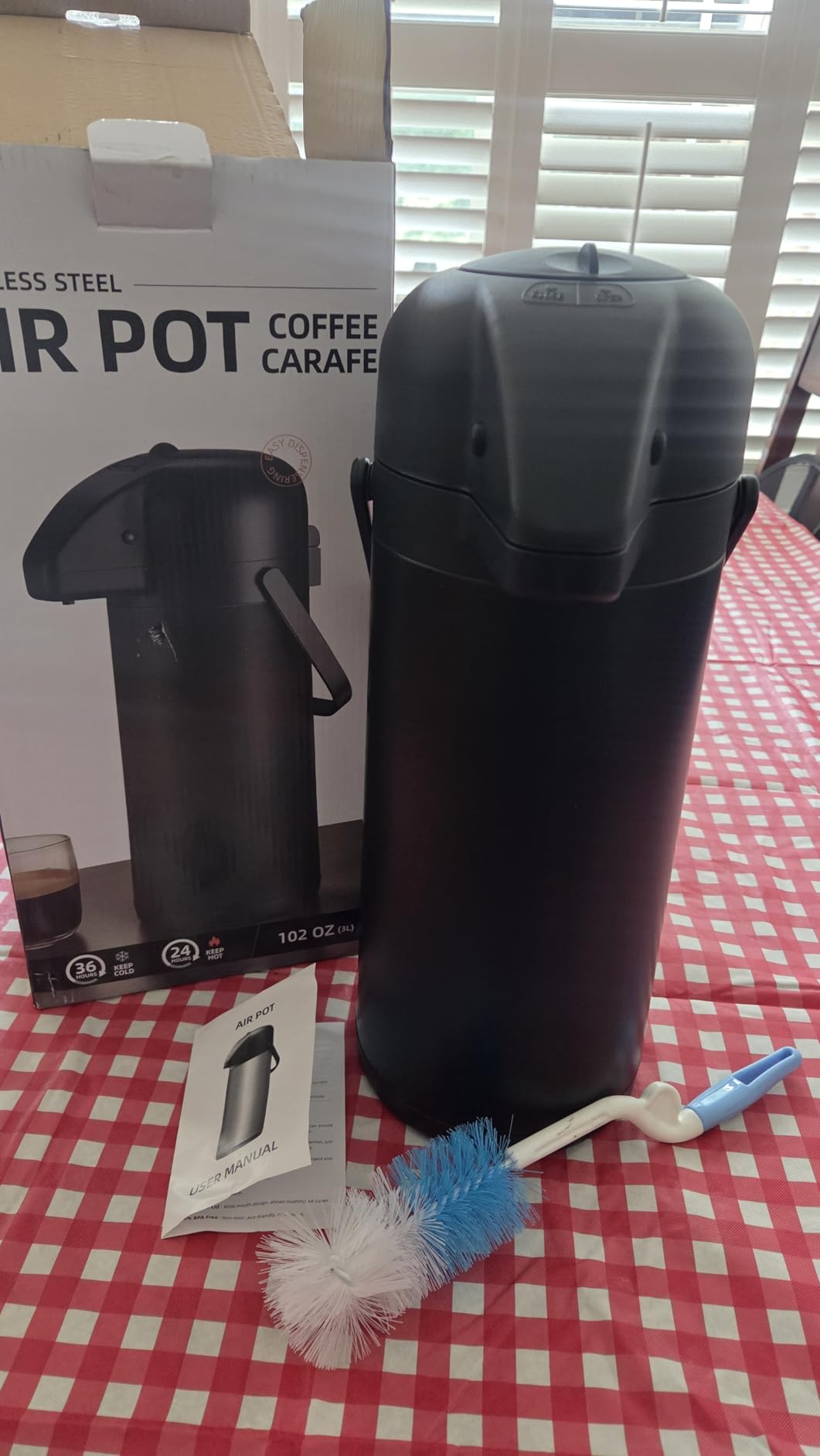 Coffee Carafe for Keeping Hot, 102OZ / 3L Airpot Coffee Dispenser with Pump | Large Thermal Coffee Urn for Hot Drinks Tea Liquid, 304 Insulated Stainless Steel Hot Water Beverage Dispenser for Parties customer photo 2