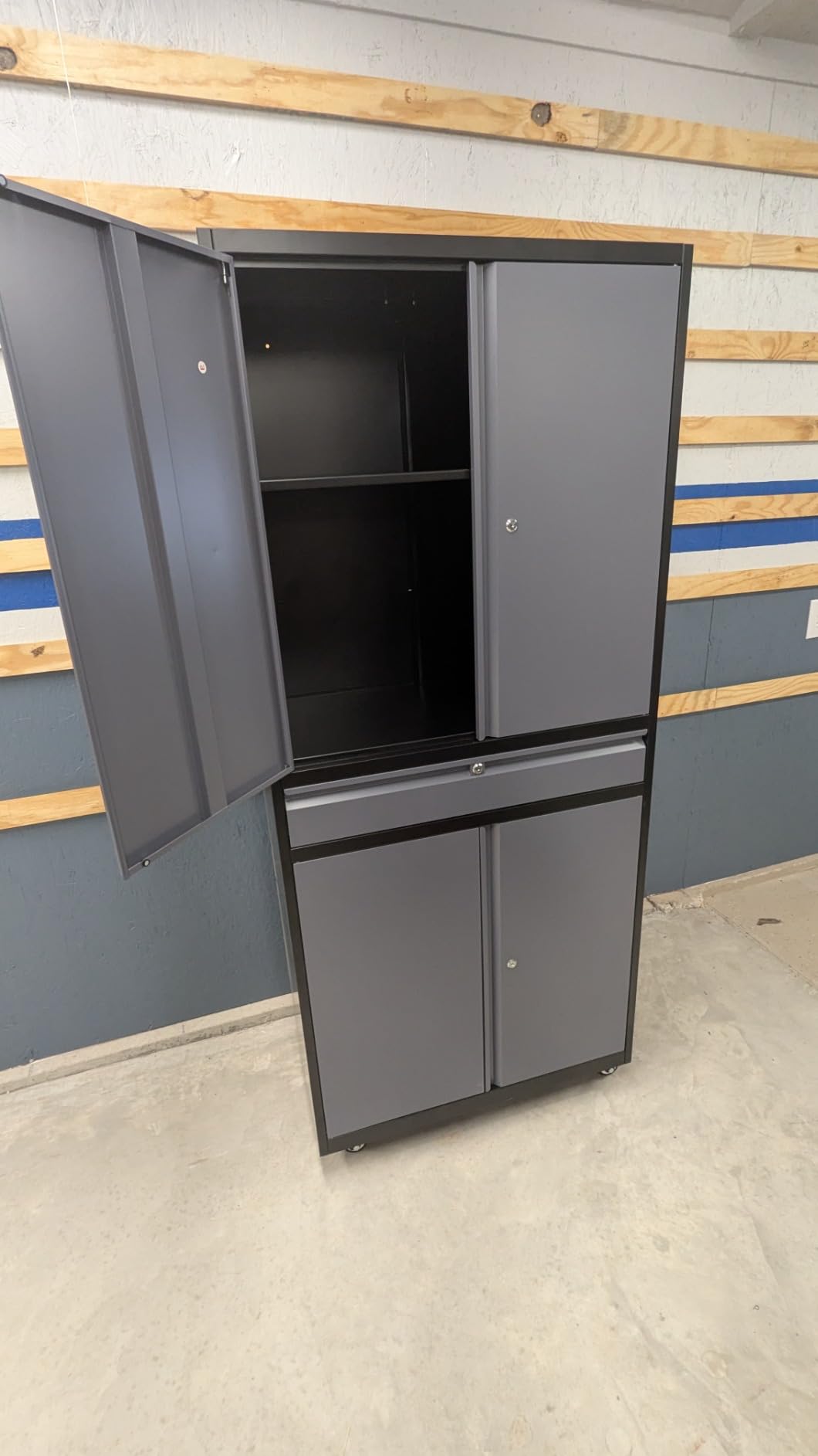 Yizosh Metal Garage Storage Cabinet with Locking Doors and Adjustable Shelves, 71