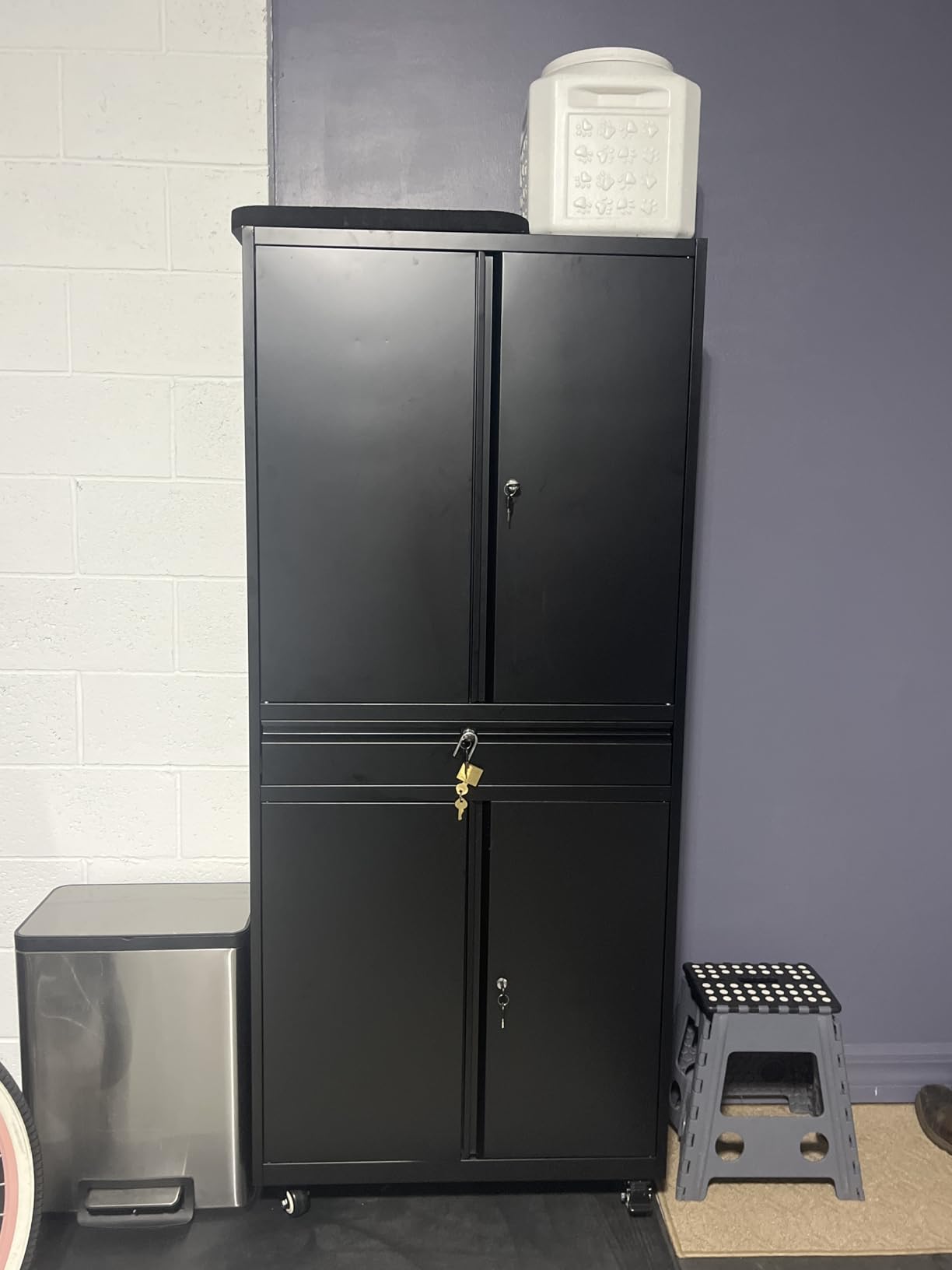 Yizosh Metal Garage Storage Cabinet with Locking Doors and Adjustable Shelves, 71