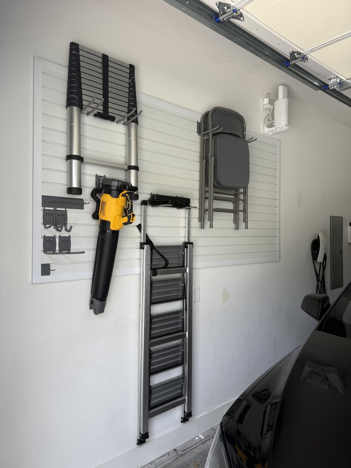 VEVOR Slat Wall Paneling, 8 x 4 ft, PVC Garage Slatwall with Accessories, Grey Slat Wall Easy-to-Install Adjustable Slatwall Panel with Coupling Structure & DIY Cutting, Fits for Storage & Display customer photo 1