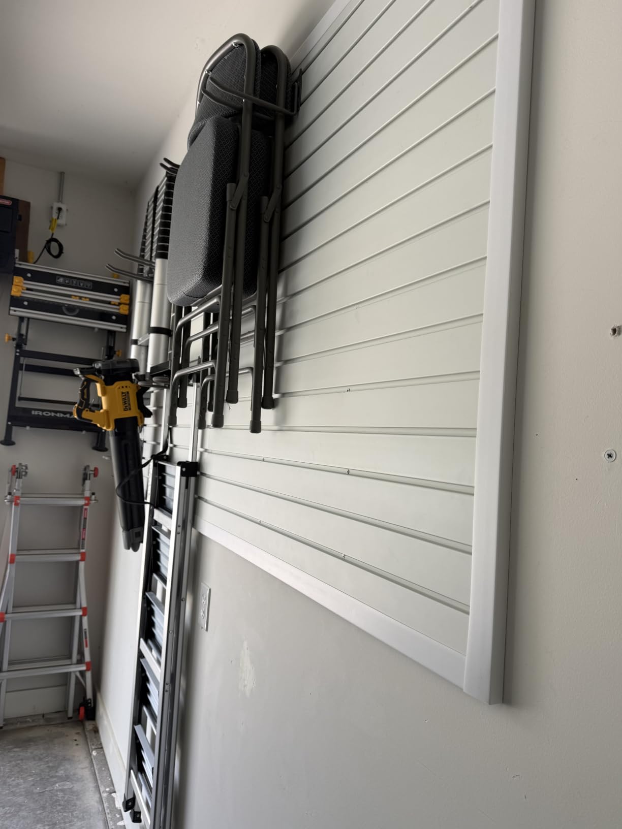 VEVOR Slat Wall Paneling, 8 x 4 ft, PVC Garage Slatwall with Accessories, Grey Slat Wall Easy-to-Install Adjustable Slatwall Panel with Coupling Structure & DIY Cutting, Fits for Storage & Display customer photo 2