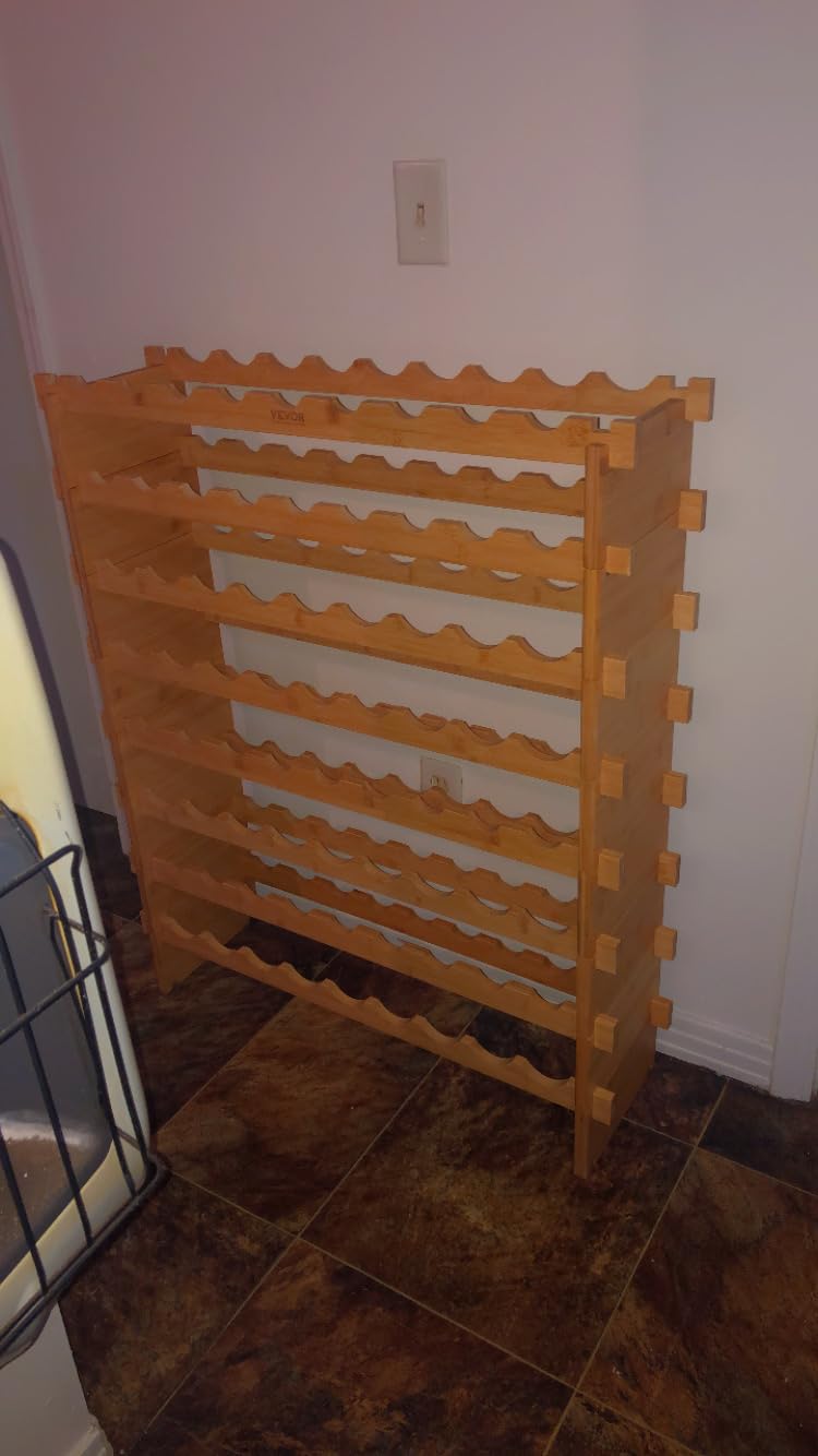 VEVOR 6-Tier 48 Bottles Stackable Modular Wine Rack, Freestanding Wines Holder Display Shelf, Solid Bamboo Wood Storage Racks, Wobble-Free Shelves for Kitchens, Dining Rooms, Cellars, Natural Color customer photo 2