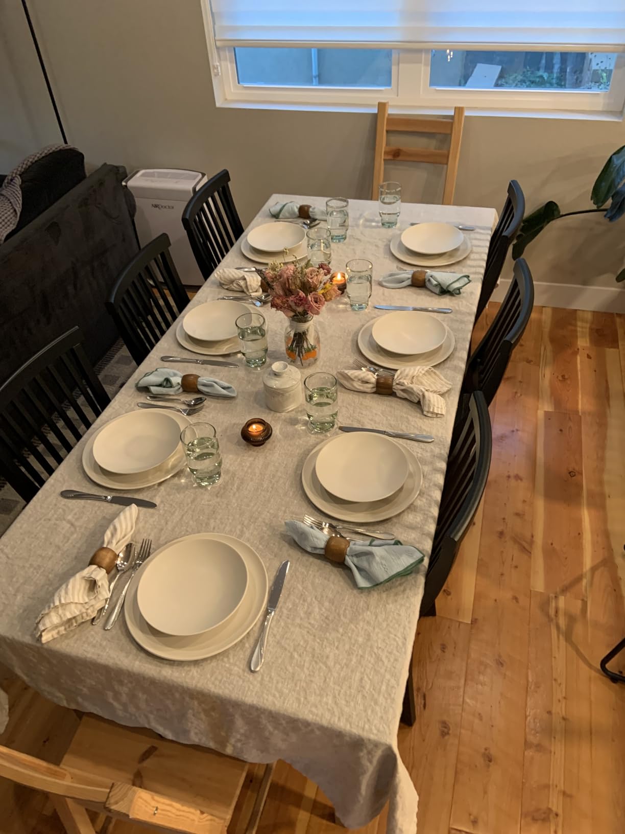Talasily 100% Linen Tablecloth Rectangle 60x84 Stone Washed Dining Cover | OEKO-TEX Certified, 210 GSM Stone Washed Linen, Durable Wedding Dining Holiday Decor, Thanksgiving Christmas Cover, Natural Linen customer photo 1