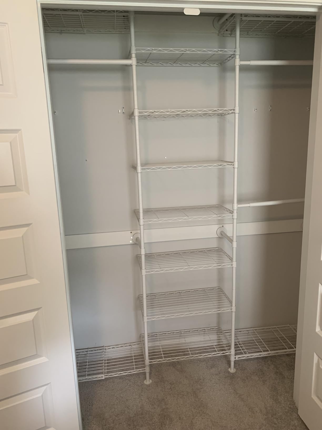 H3 Expandable Wall Mounted Closet System, 5.4FT-8.1FT Closet Organizer with 4 Telescopic Rods & 6 Wire Shelves, Industrial Pipe Clothing Rack for Walk-in & Reach-in Closet (Black) customer photo 1