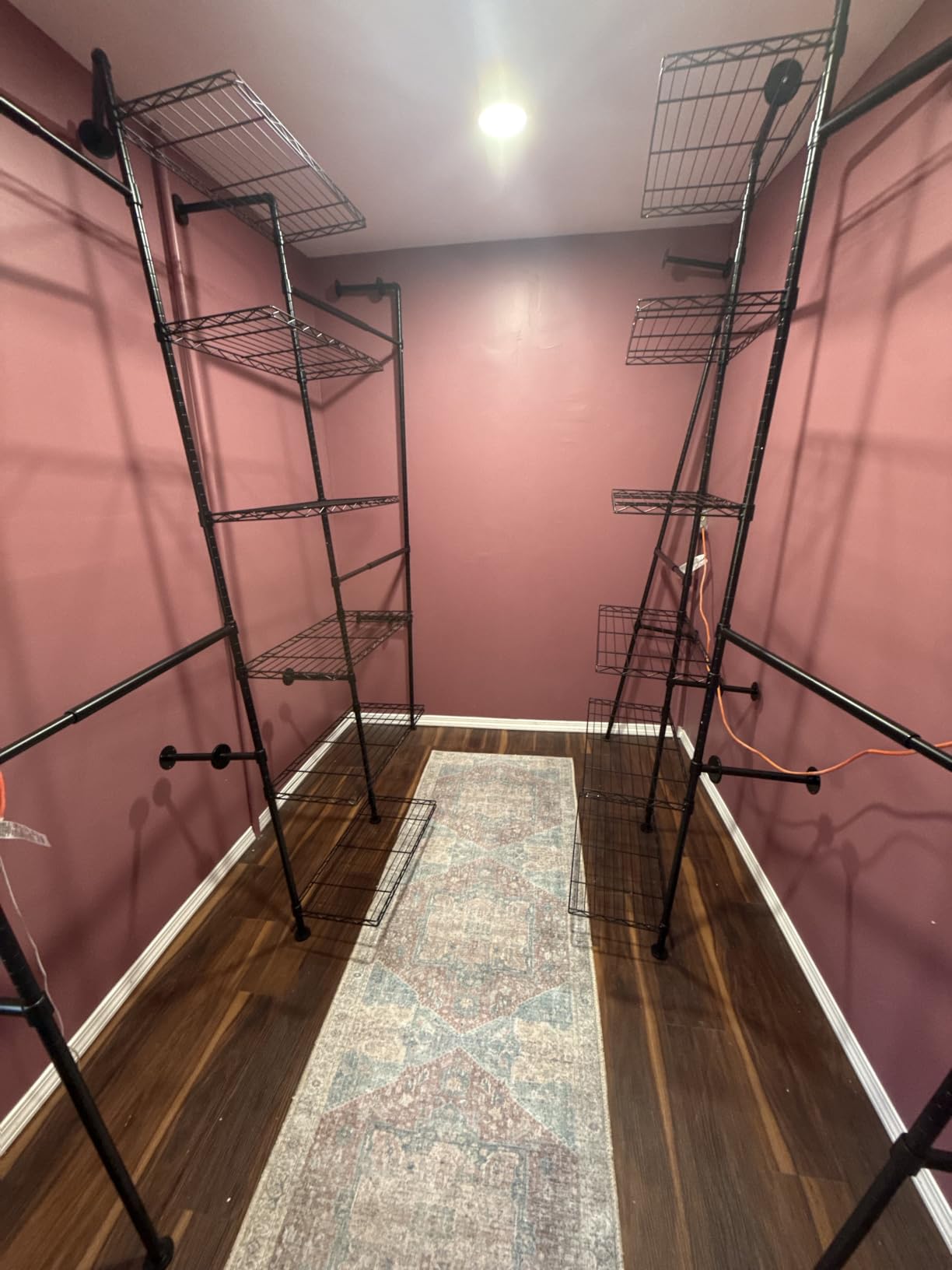 H3 Expandable Wall Mounted Closet System, 5.4FT-8.1FT Closet Organizer with 4 Telescopic Rods & 6 Wire Shelves, Industrial Pipe Clothing Rack for Walk-in & Reach-in Closet (Black) customer photo 2