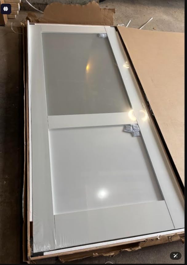36x80 Interior Double Door Slab, Half-Lite Frosted Glass Doors, Room Doors | Pre-Assembled Glass, Solid Core & Pre-Finished Single Panel for Bedroom Closet as Pocket, Bifold Doors-Shaker w/o Hardware customer photo 1