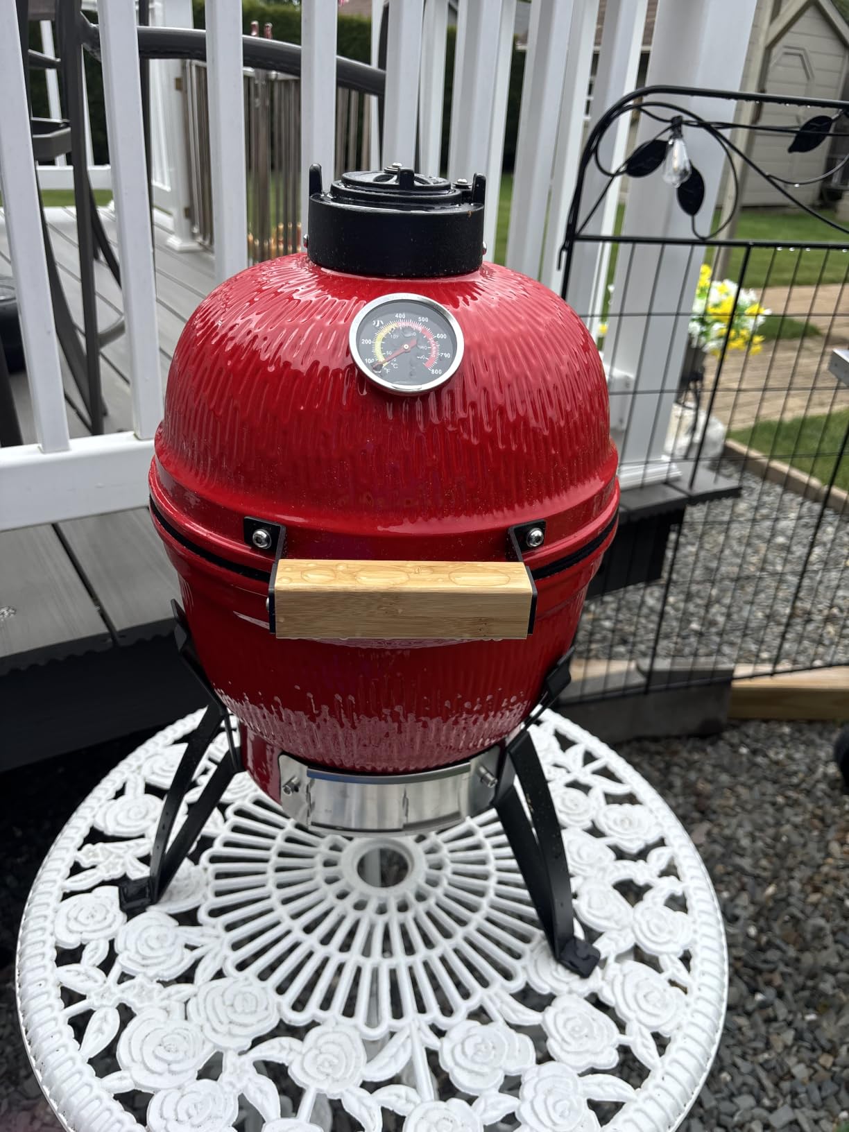 ROVSUN Kamado Charcoal Grill and Smoker with Cast Iron Grate, Portable, Best Small BBQ Grill for Indoor/Outdoor Use, 13'' Mini Max, Black customer photo 1