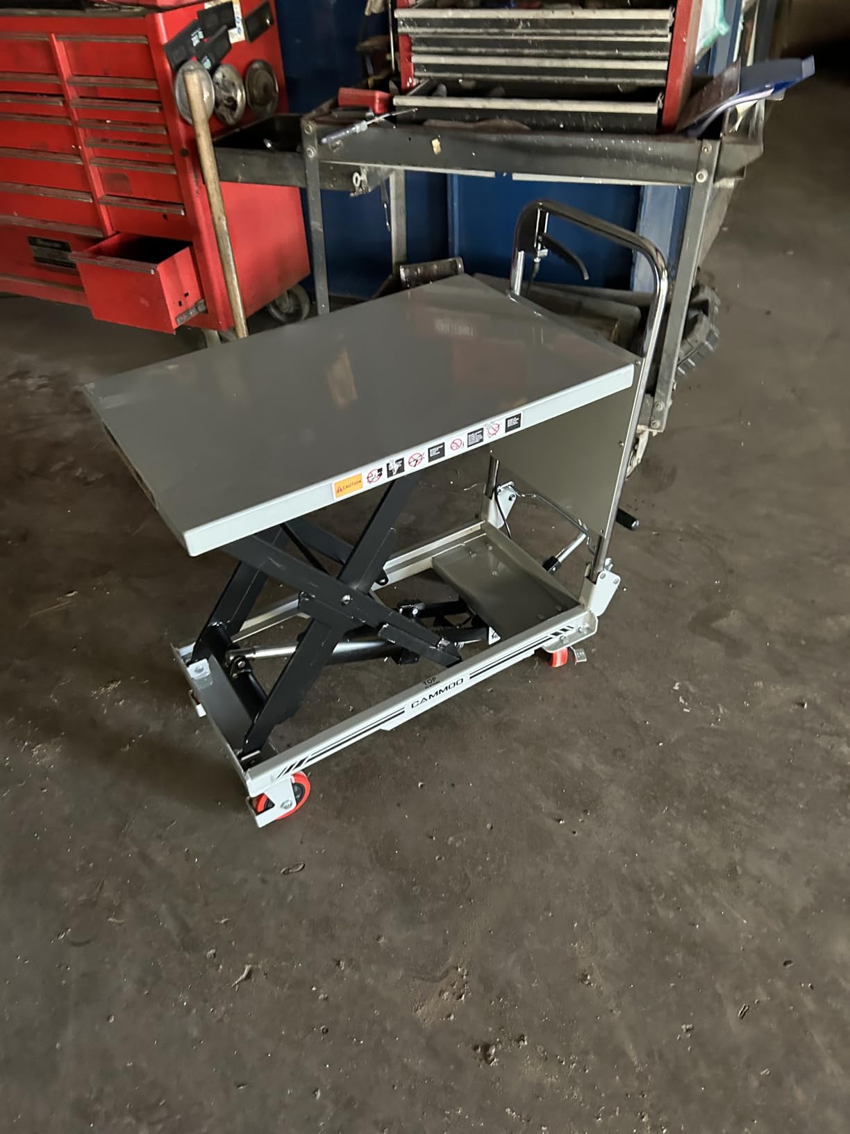 CAMMOO Hydraulic Lift Table Cart, 500lb Foldable Scissor Lift, Gray | Lift Cart With 28.5