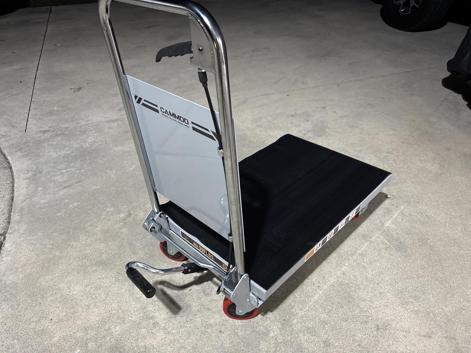 CAMMOO Hydraulic Lift Table Cart, 500lb Foldable Scissor Lift, Gray | Lift Cart With 28.5