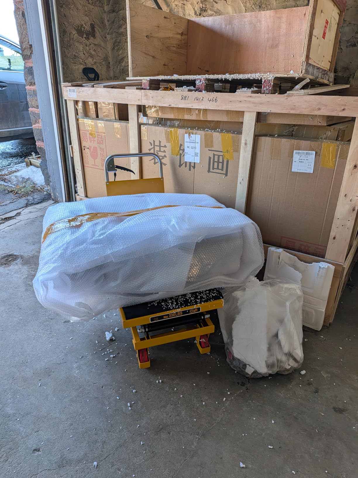 CAMMOO Hydraulic Lift Table Cart, 330lb Double Scissor Lift, Yellow | 49.6