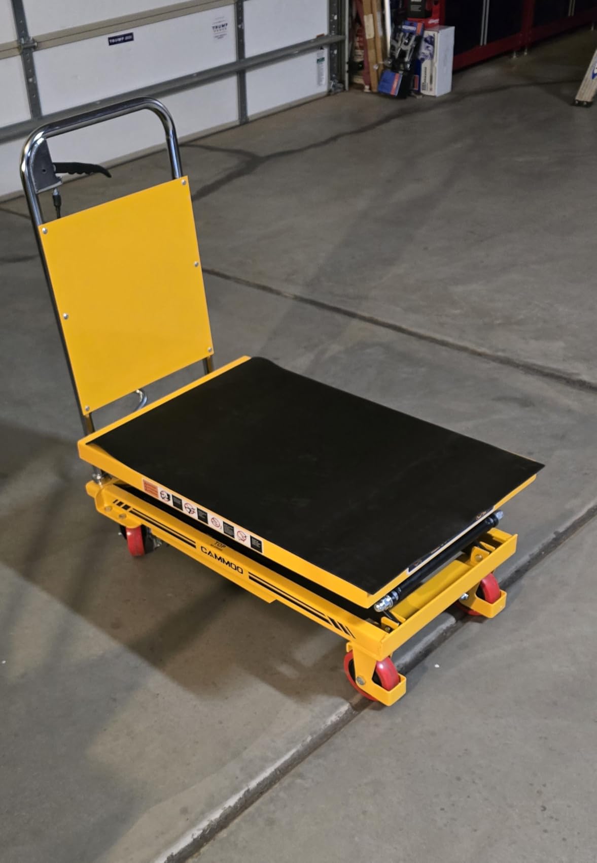 CAMMOO Hydraulic Lift Table Cart, 330lb Double Scissor Lift, Yellow | 49.6