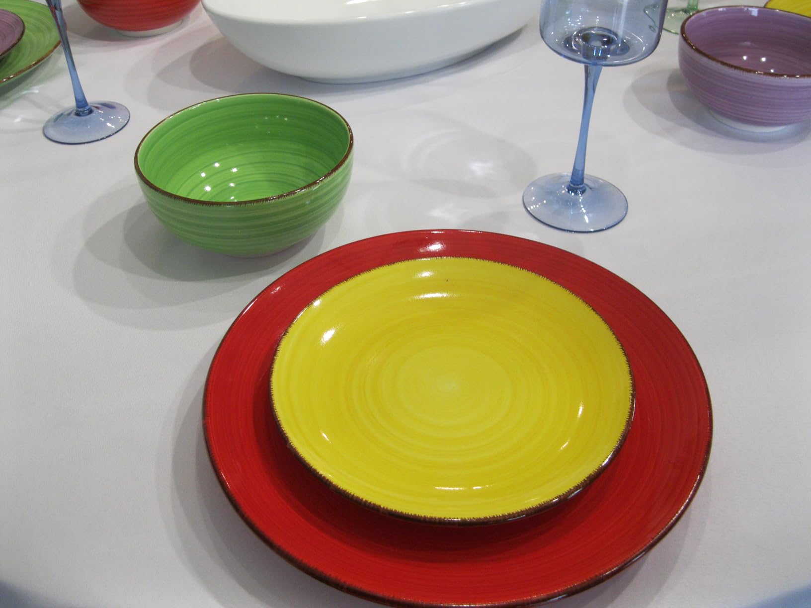 vancasso Bonita Stoneware Dinnerware Sets, 24 Pieces Dishes Set for 6 | Hand-Painted Spiral Dishes for Dinner, Ceramic Kitchen Plates and Bowls Sets-Microwave and Dishwasher Safe (Blue,24 Pcs) customer photo 1
