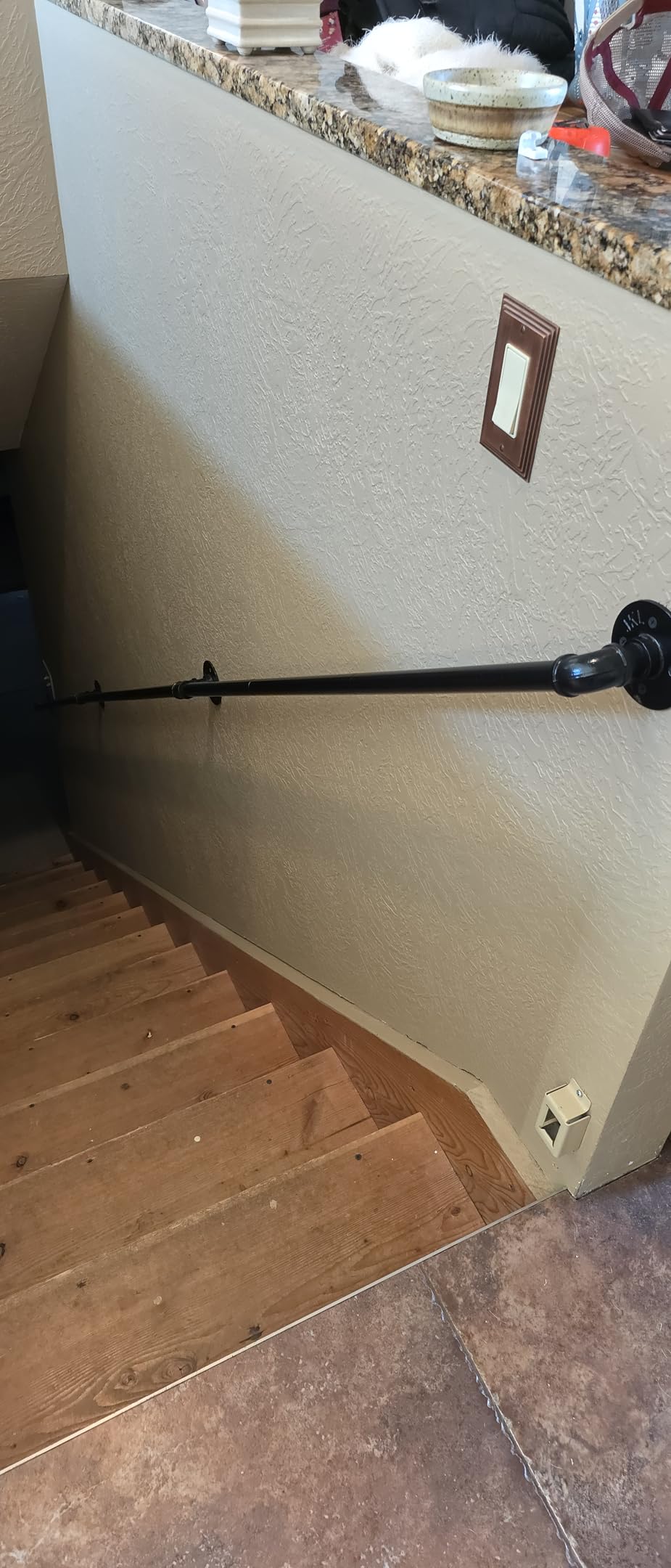 Stair Railing Indoor Hand Rails for Outdoor Steps, Pipe Metal Handrail, 3ft | Industrial Iron Handle Support for Wall Mount Staircase Porch, Vintage Farmhouse Style customer photo 1